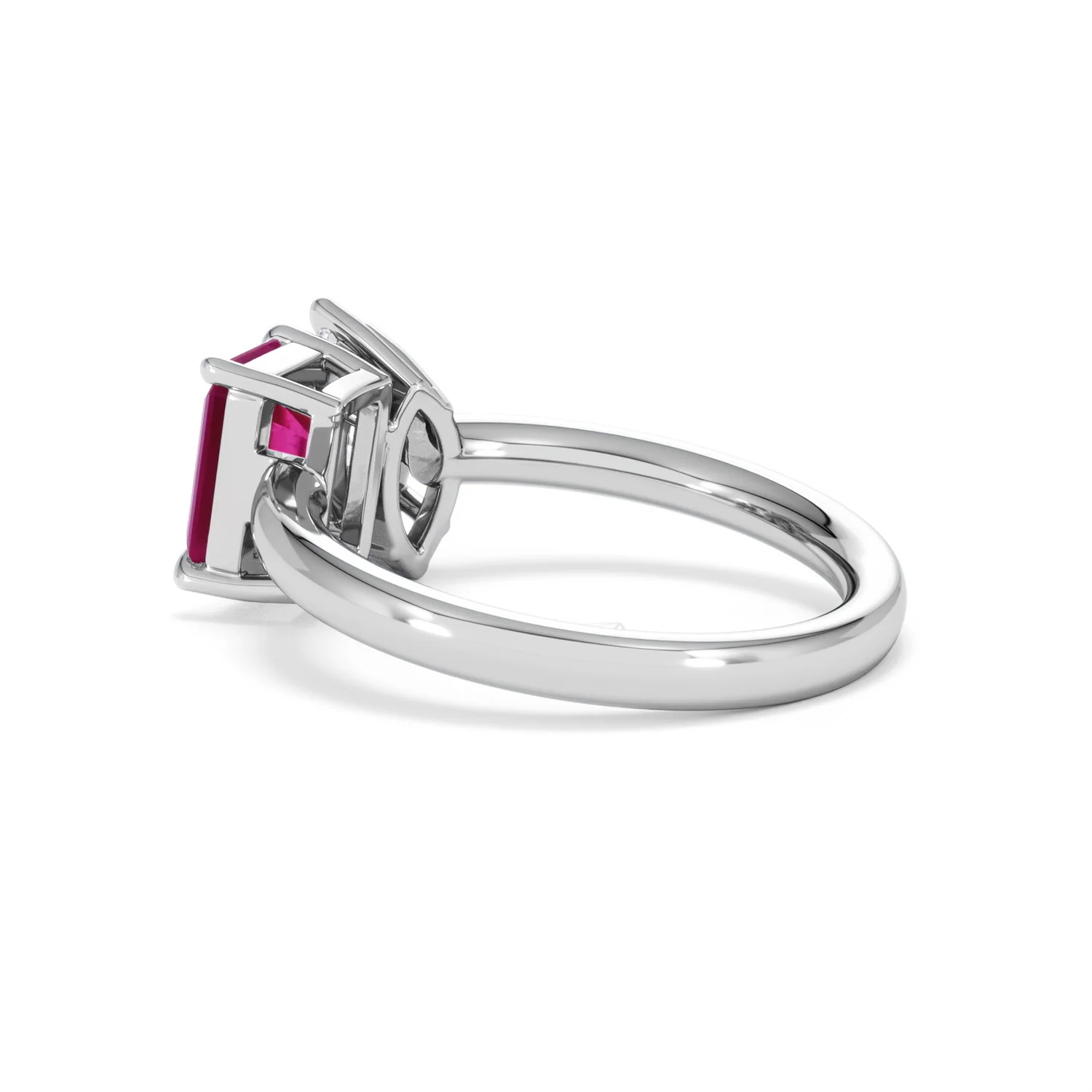 Toi Et Moi 1.50ct Marquise Lab Diamond and 3.30ct Emerald Cut Lab Ruby Engagement Ring in Platinum - Image 61