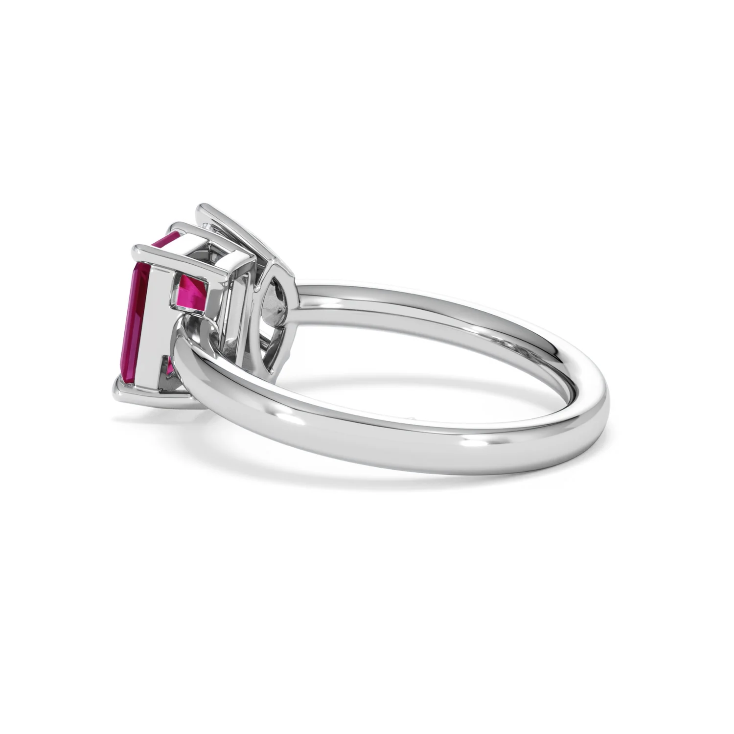 Toi Et Moi 1.50ct Marquise Lab Diamond and 3.30ct Emerald Cut Lab Ruby Engagement Ring in Platinum - Image 62