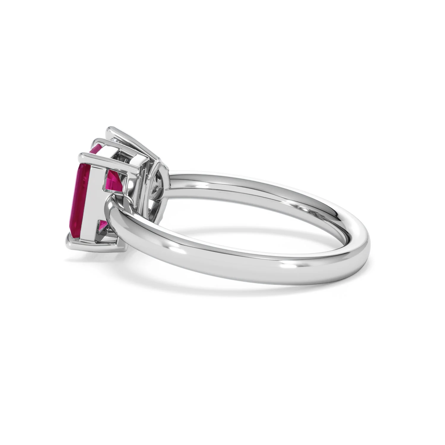 Toi Et Moi 1.50ct Marquise Lab Diamond and 3.30ct Emerald Cut Lab Ruby Engagement Ring in Platinum - Image 64