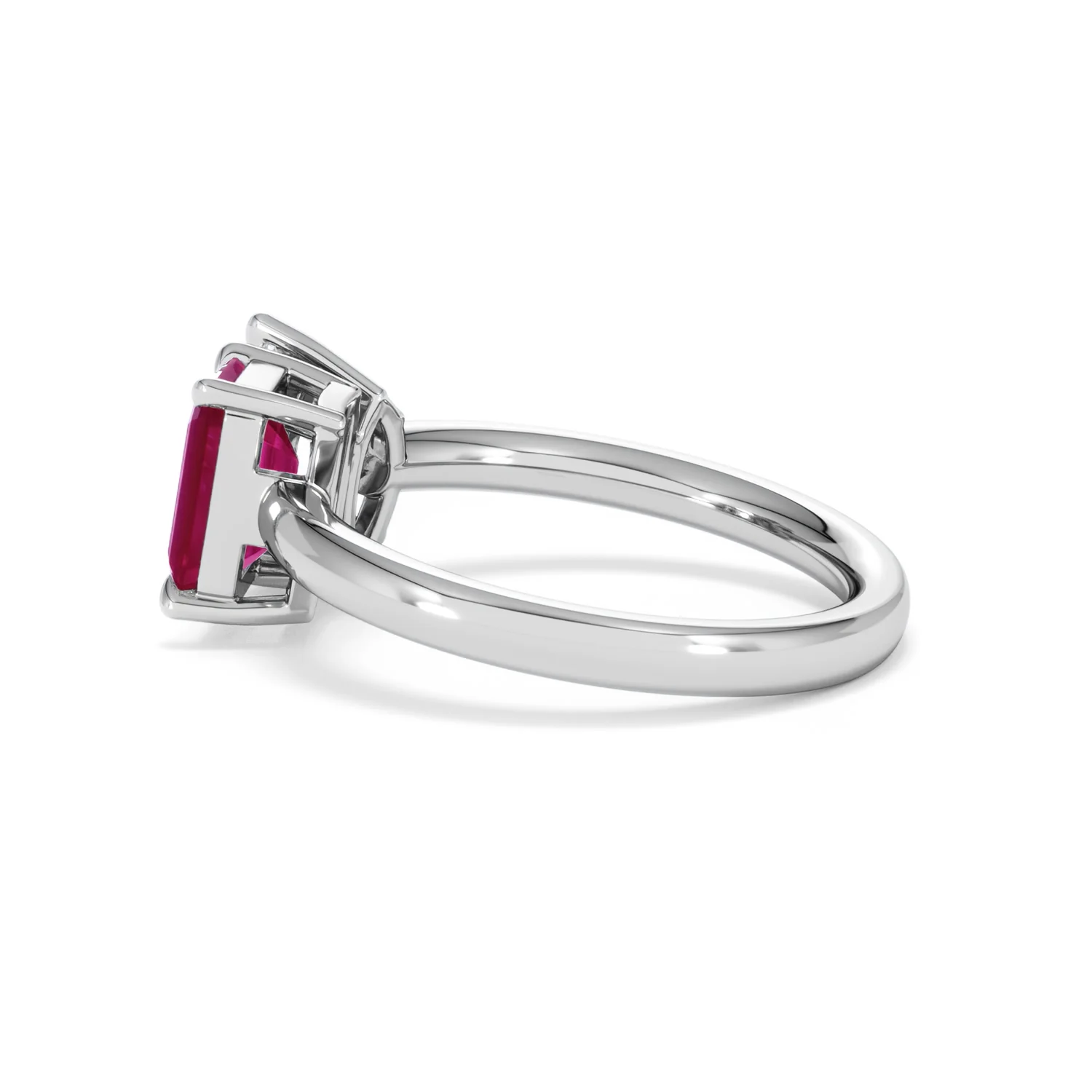 Toi Et Moi 1.50ct Marquise Lab Diamond and 3.30ct Emerald Cut Lab Ruby Engagement Ring in Platinum - Image 65