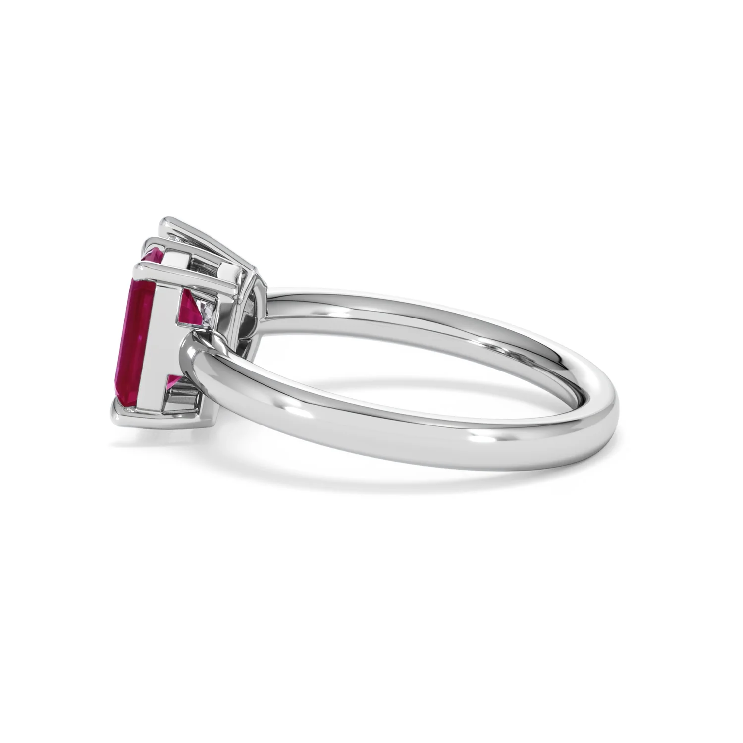 Toi Et Moi 1.50ct Marquise Lab Diamond and 3.30ct Emerald Cut Lab Ruby Engagement Ring in Platinum - Image 66