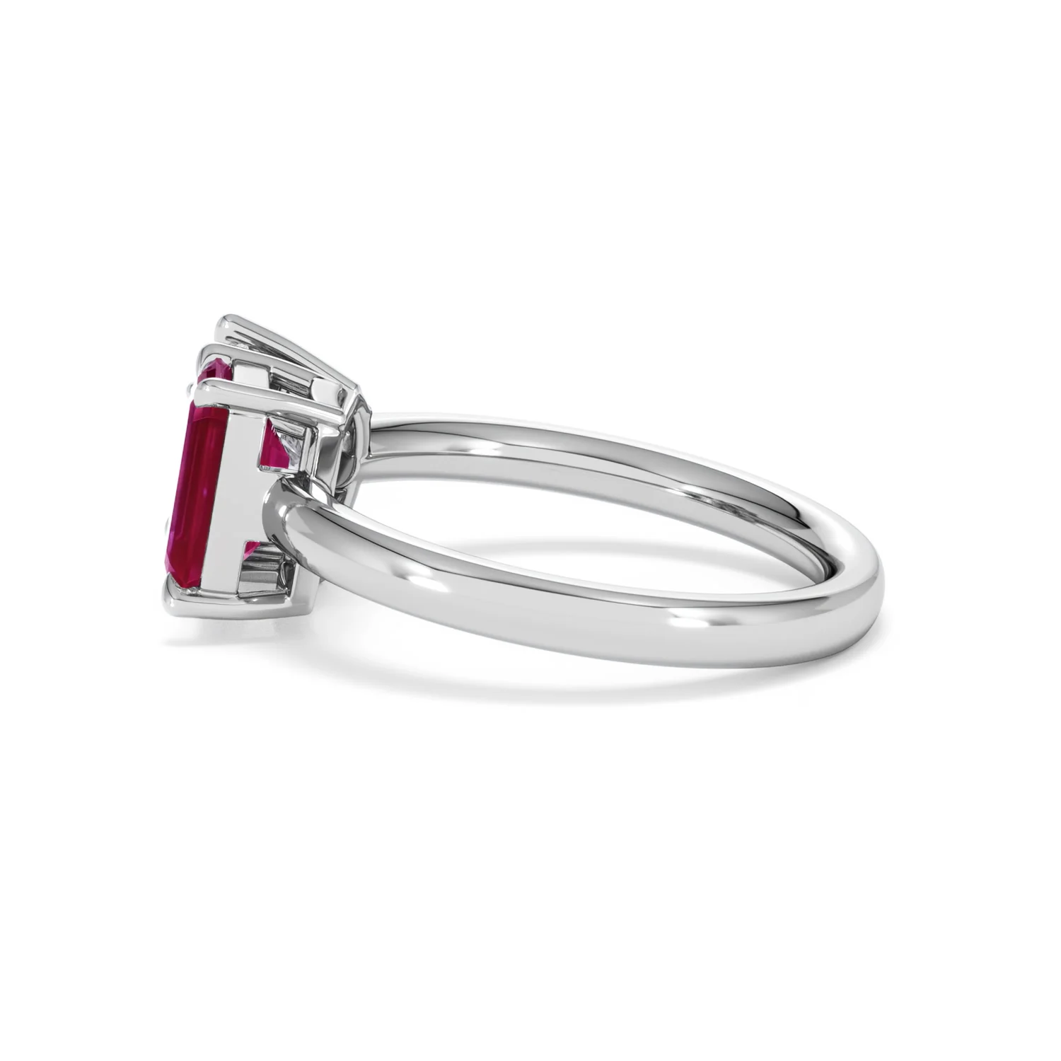 Toi Et Moi 1.50ct Marquise Lab Diamond and 3.30ct Emerald Cut Lab Ruby Engagement Ring in Platinum - Image 67