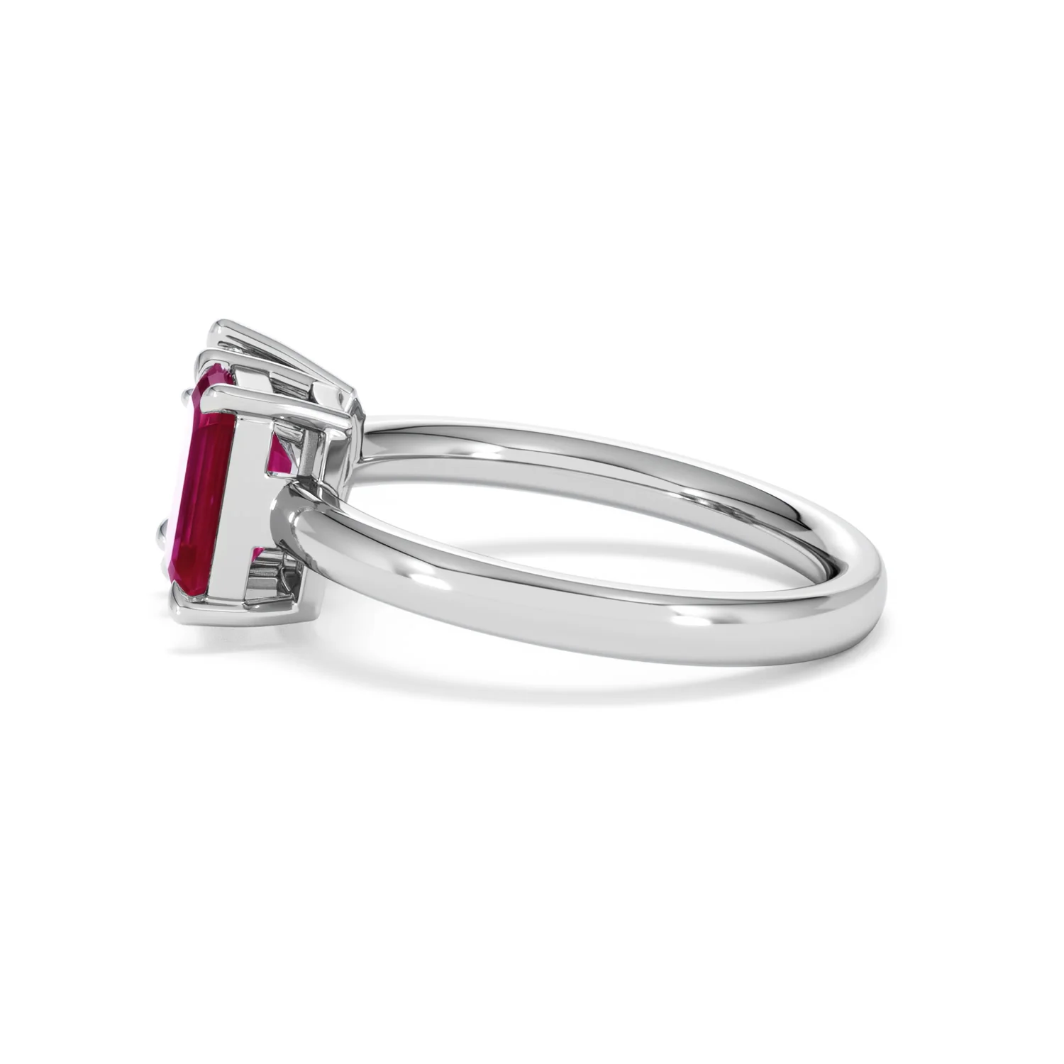Toi Et Moi 1.50ct Marquise Lab Diamond and 3.30ct Emerald Cut Lab Ruby Engagement Ring in Platinum - Image 68