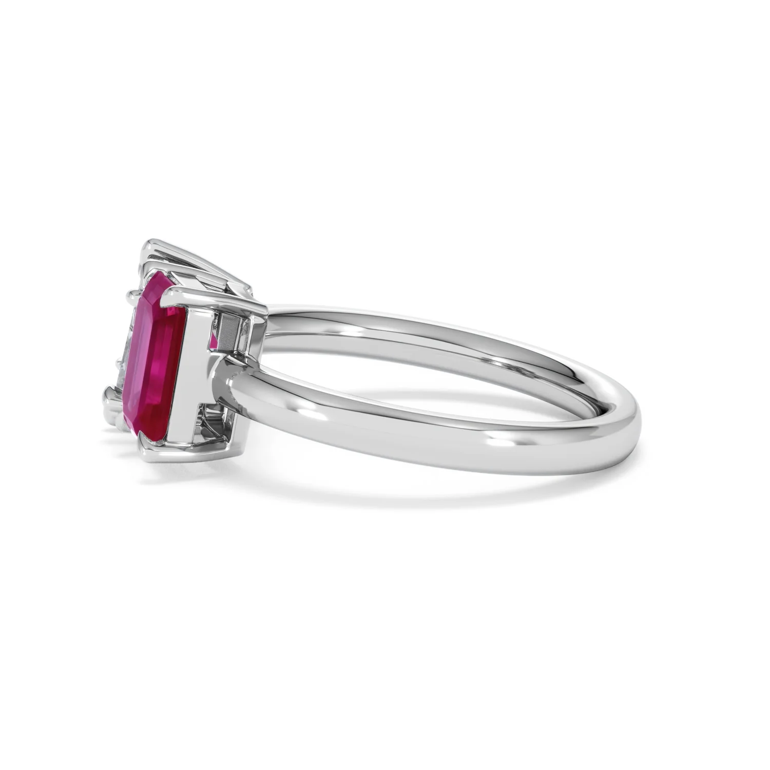 Toi Et Moi 1.50ct Marquise Lab Diamond and 3.30ct Emerald Cut Lab Ruby Engagement Ring in Platinum - Image 70