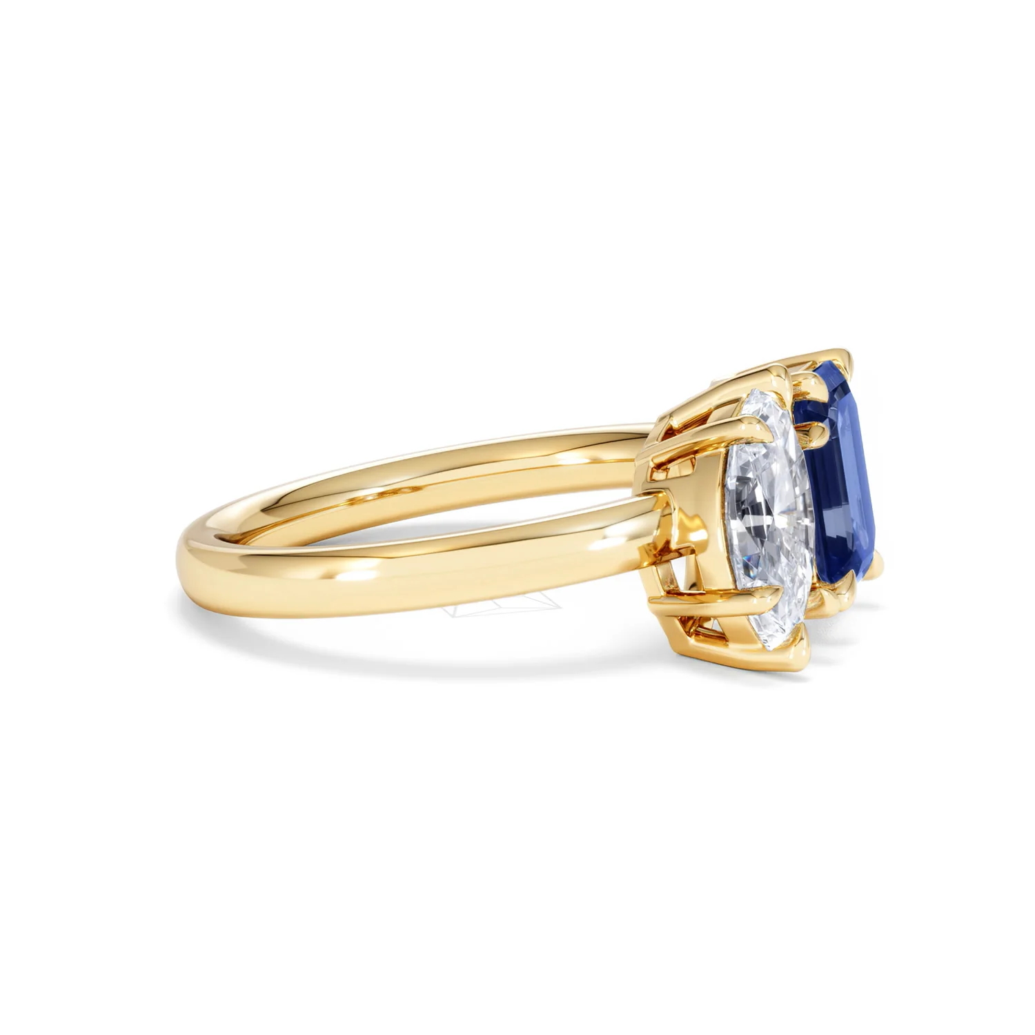 Toi Et Moi 1.50ct Marquise Lab Diamond and 3.30ct Emerald Cut Lab Sapphire Engagement Ring in 18K Yellow Gold - Image 23