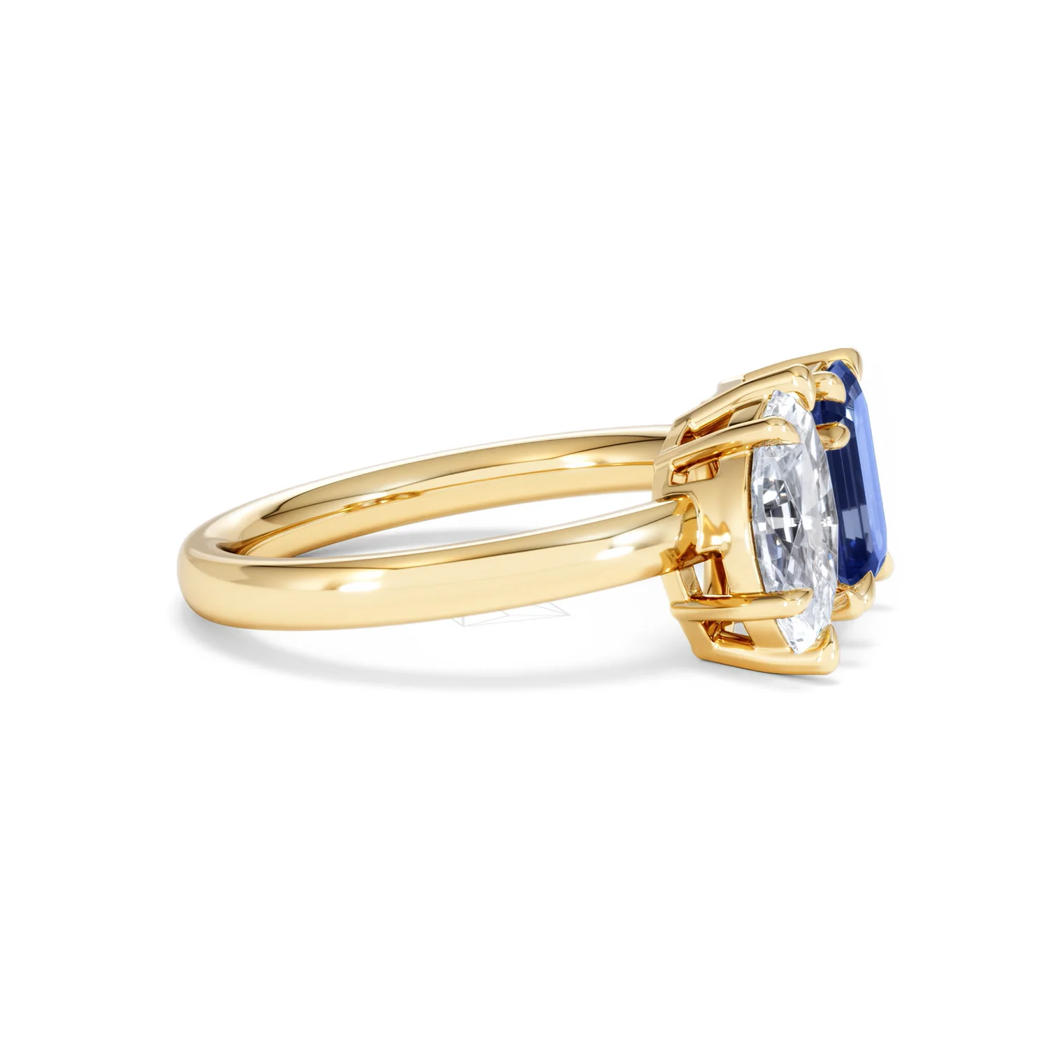 Toi Et Moi 1.50ct Marquise Lab Diamond and 3.30ct Emerald Cut Lab Sapphire Engagement Ring in 18K Yellow Gold - Image 24