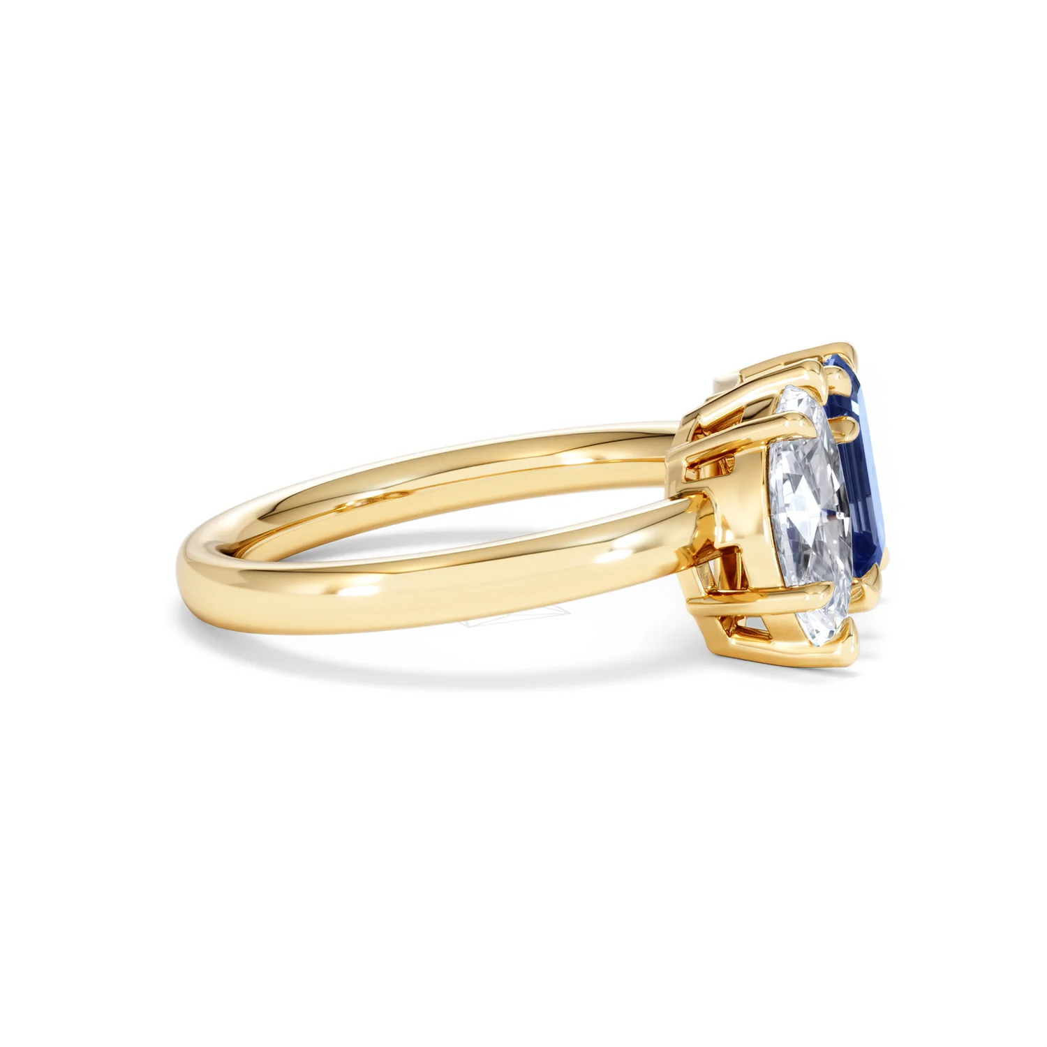 Toi Et Moi 1.50ct Marquise Lab Diamond and 3.30ct Emerald Cut Lab Sapphire Engagement Ring in 18K Yellow Gold - Image 25