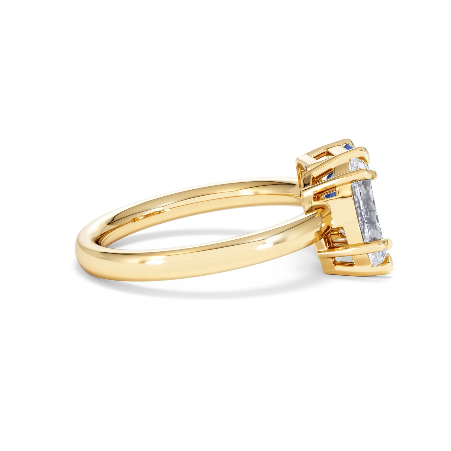 Toi Et Moi 1.50ct Marquise Lab Diamond and 3.30ct Emerald Cut Lab Sapphire Engagement Ring in 18K Yellow Gold - Image 29