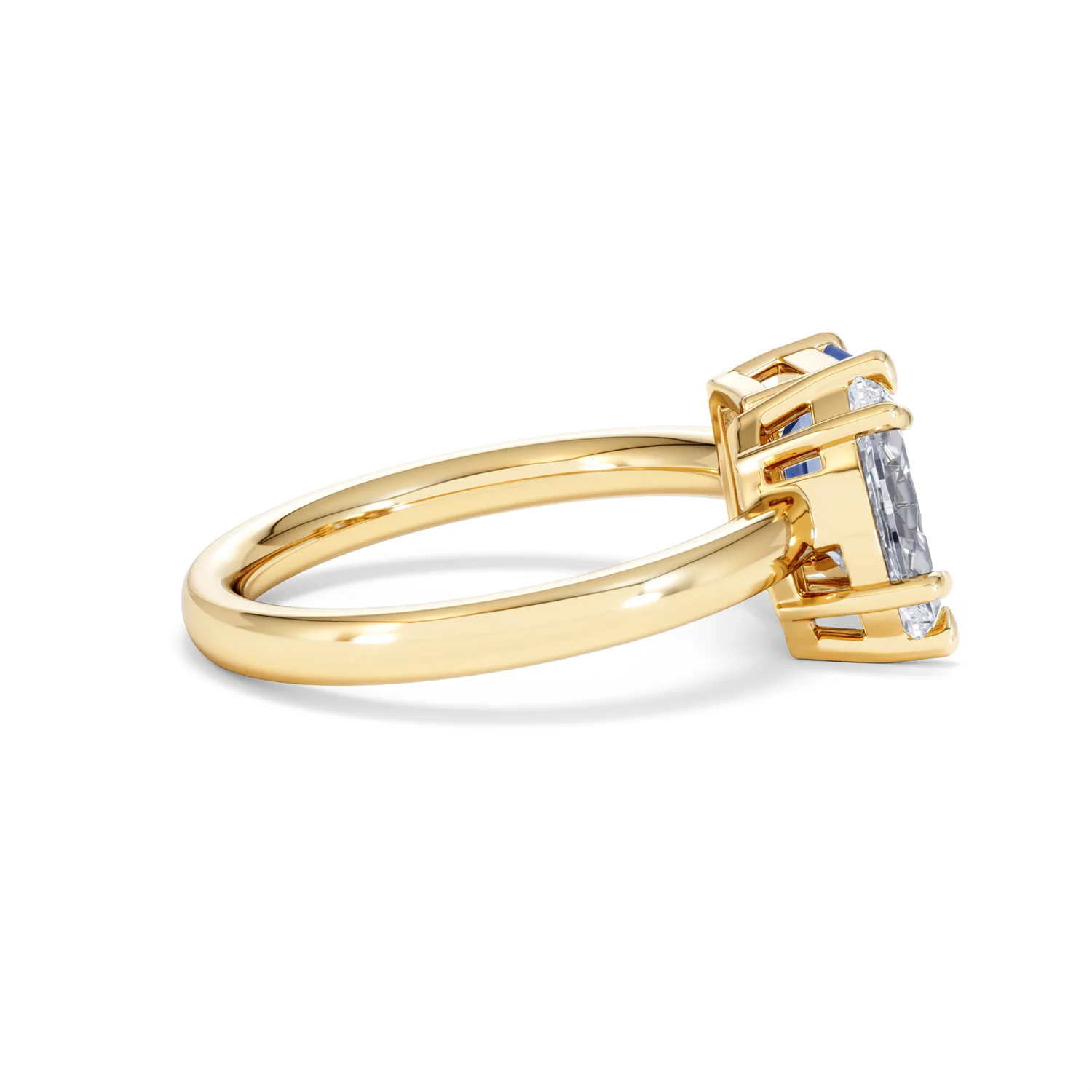 Toi Et Moi 1.50ct Marquise Lab Diamond and 3.30ct Emerald Cut Lab Sapphire Engagement Ring in 18K Yellow Gold - Image 30