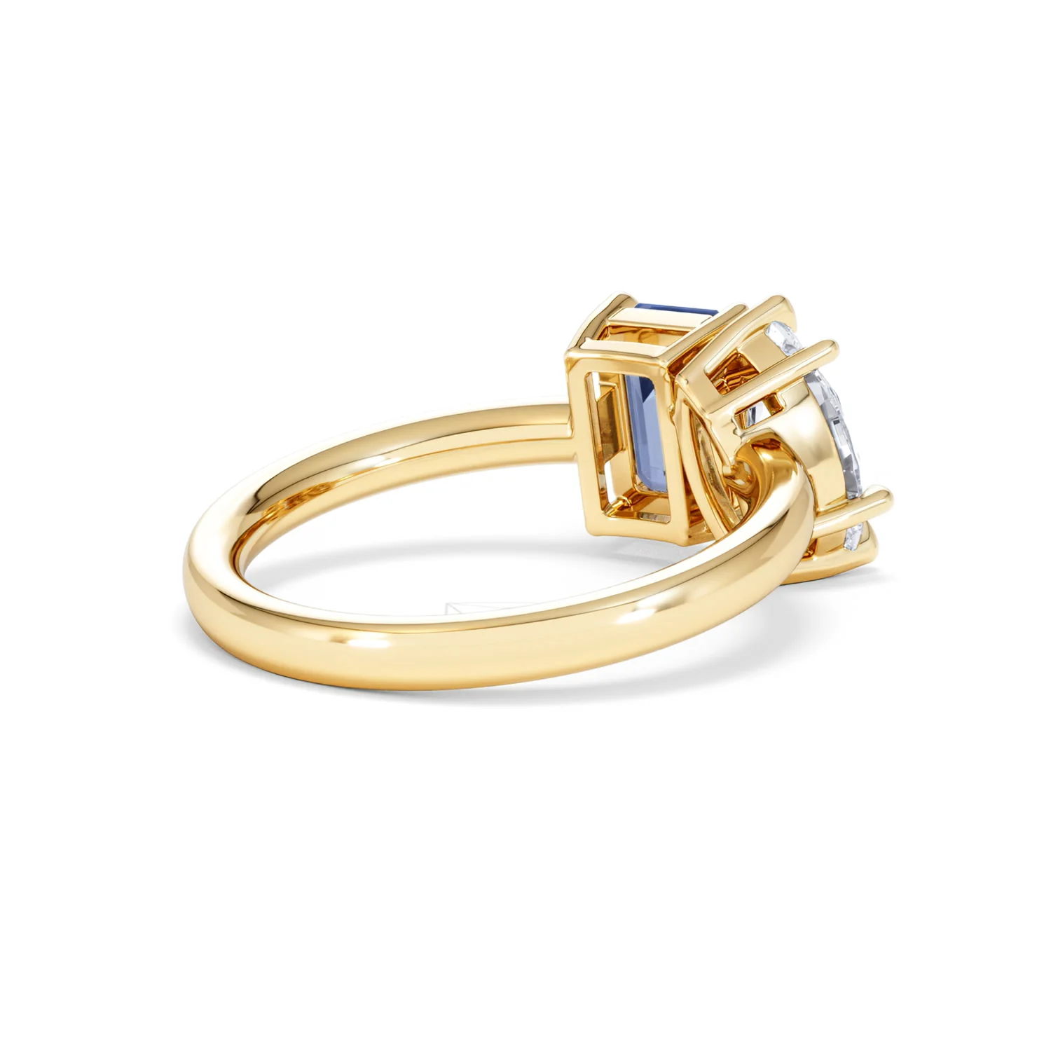 Toi Et Moi 1.50ct Marquise Lab Diamond and 3.30ct Emerald Cut Lab Sapphire Engagement Ring in 18K Yellow Gold - Image 39