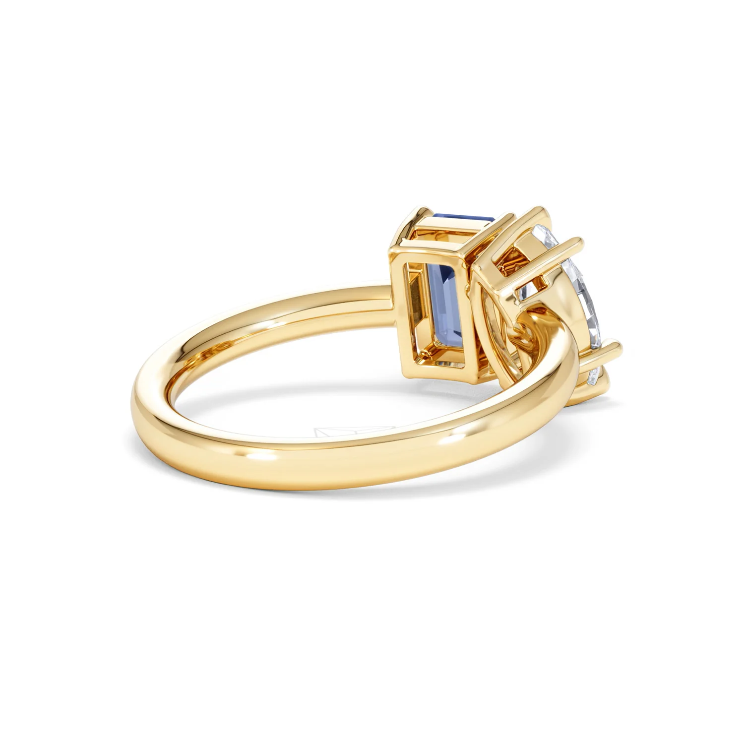 Toi Et Moi 1.50ct Marquise Lab Diamond and 3.30ct Emerald Cut Lab Sapphire Engagement Ring in 18K Yellow Gold - Image 40