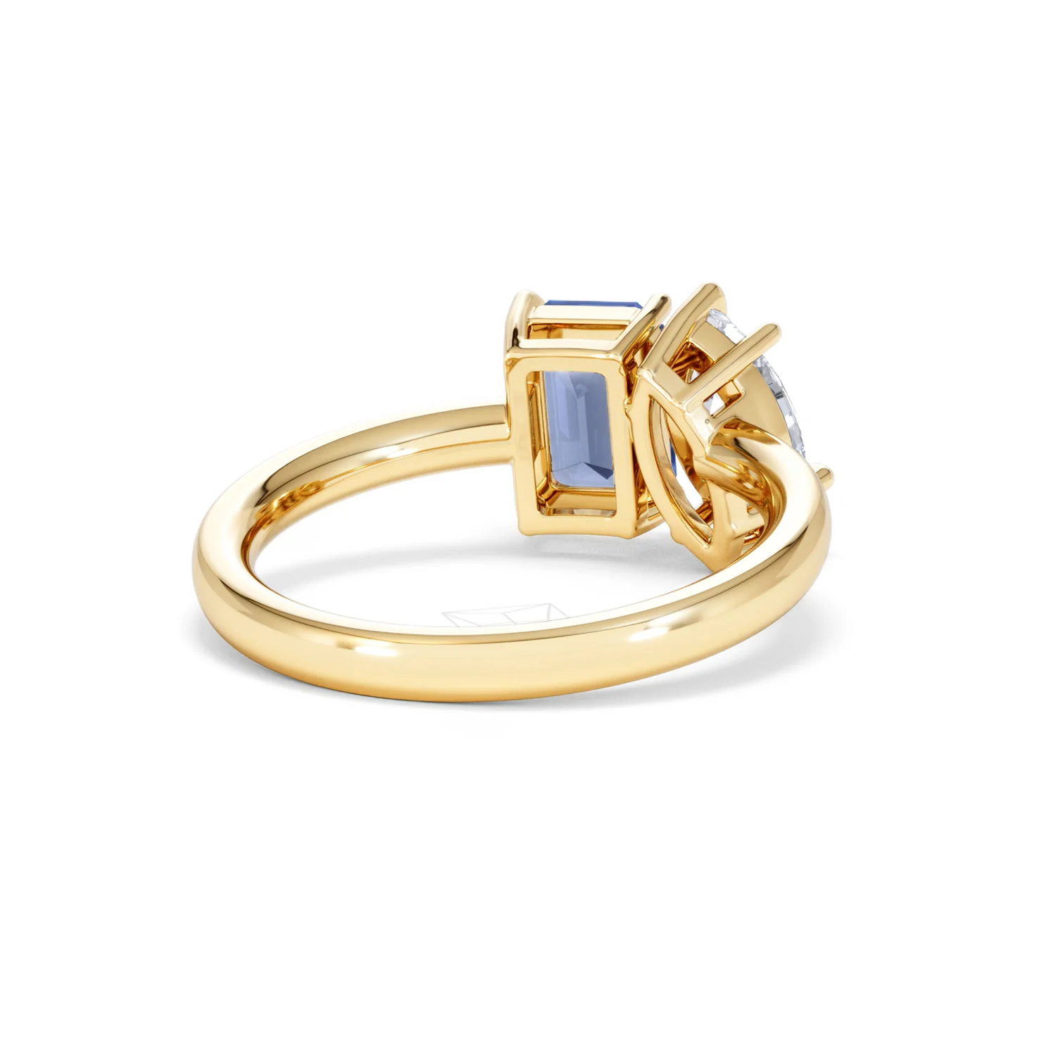 Toi Et Moi 1.50ct Marquise Lab Diamond and 3.30ct Emerald Cut Lab Sapphire Engagement Ring in 18K Yellow Gold - Image 43