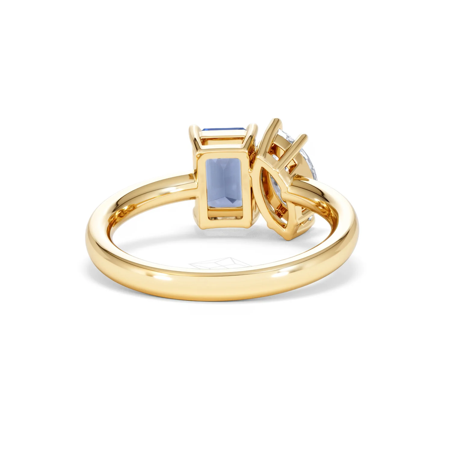 Toi Et Moi 1.50ct Marquise Lab Diamond and 3.30ct Emerald Cut Lab Sapphire Engagement Ring in 18K Yellow Gold - Image 46