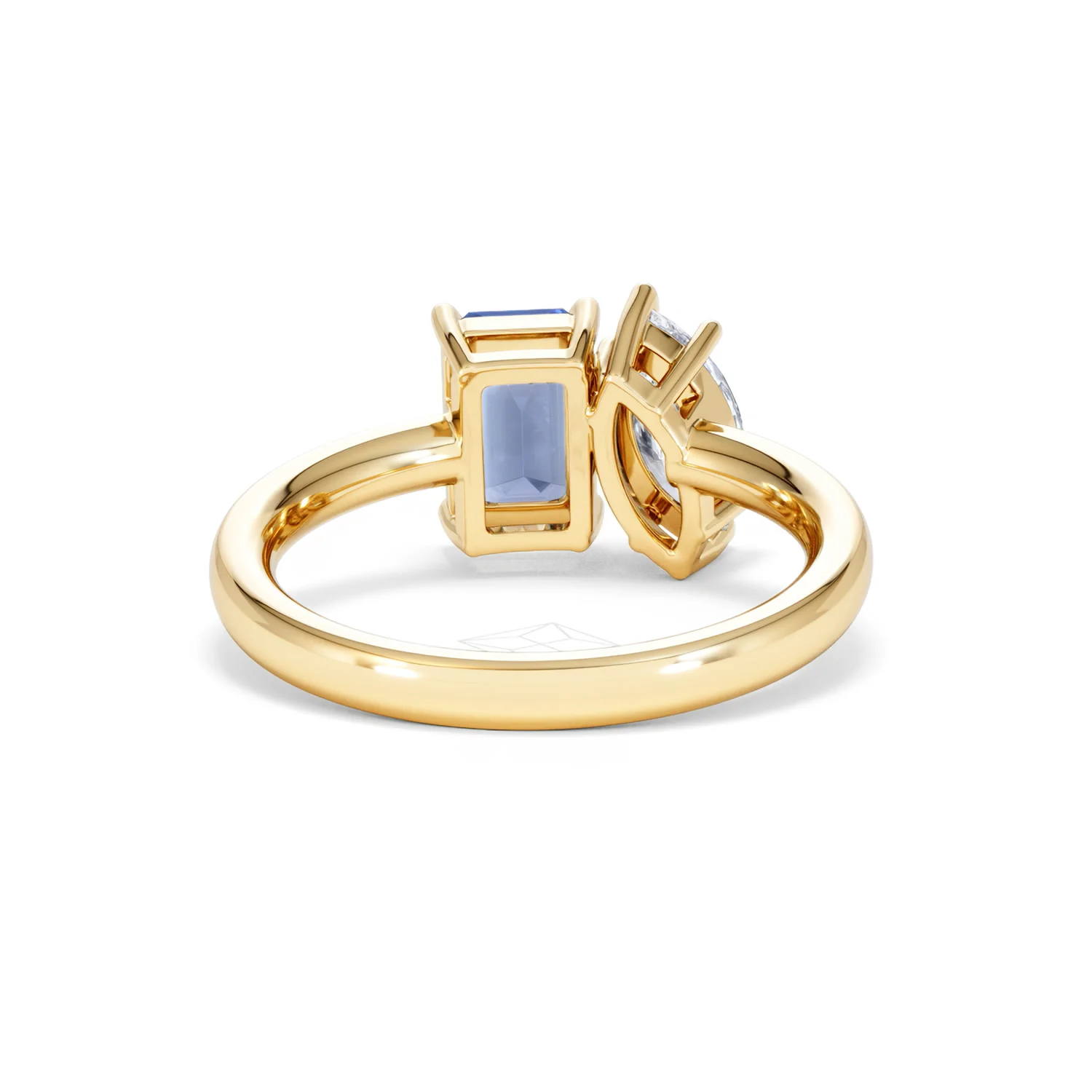 Toi Et Moi 1.50ct Marquise Lab Diamond and 3.30ct Emerald Cut Lab Sapphire Engagement Ring in 18K Yellow Gold - Image 47