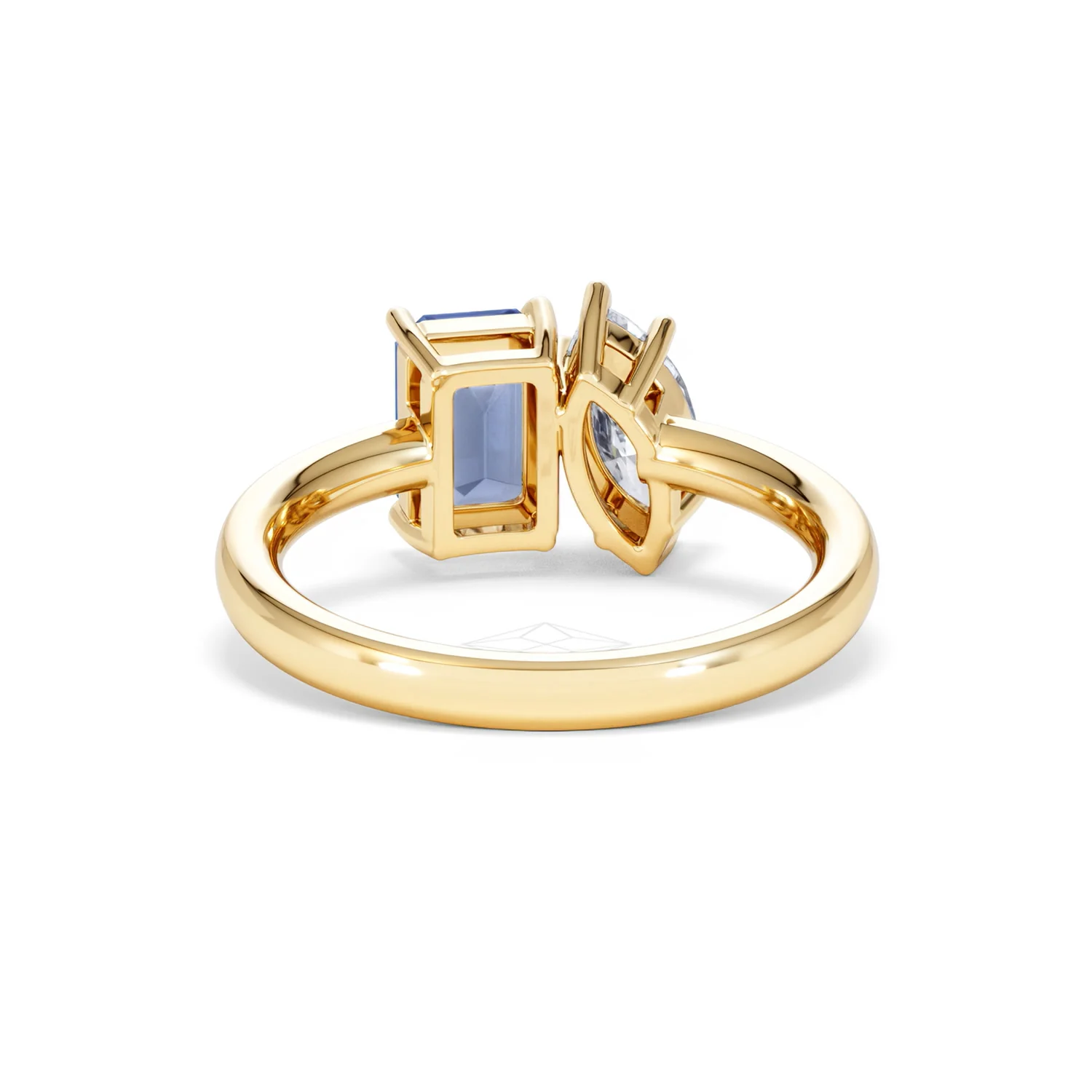 Toi Et Moi 1.50ct Marquise Lab Diamond and 3.30ct Emerald Cut Lab Sapphire Engagement Ring in 18K Yellow Gold - Image 49