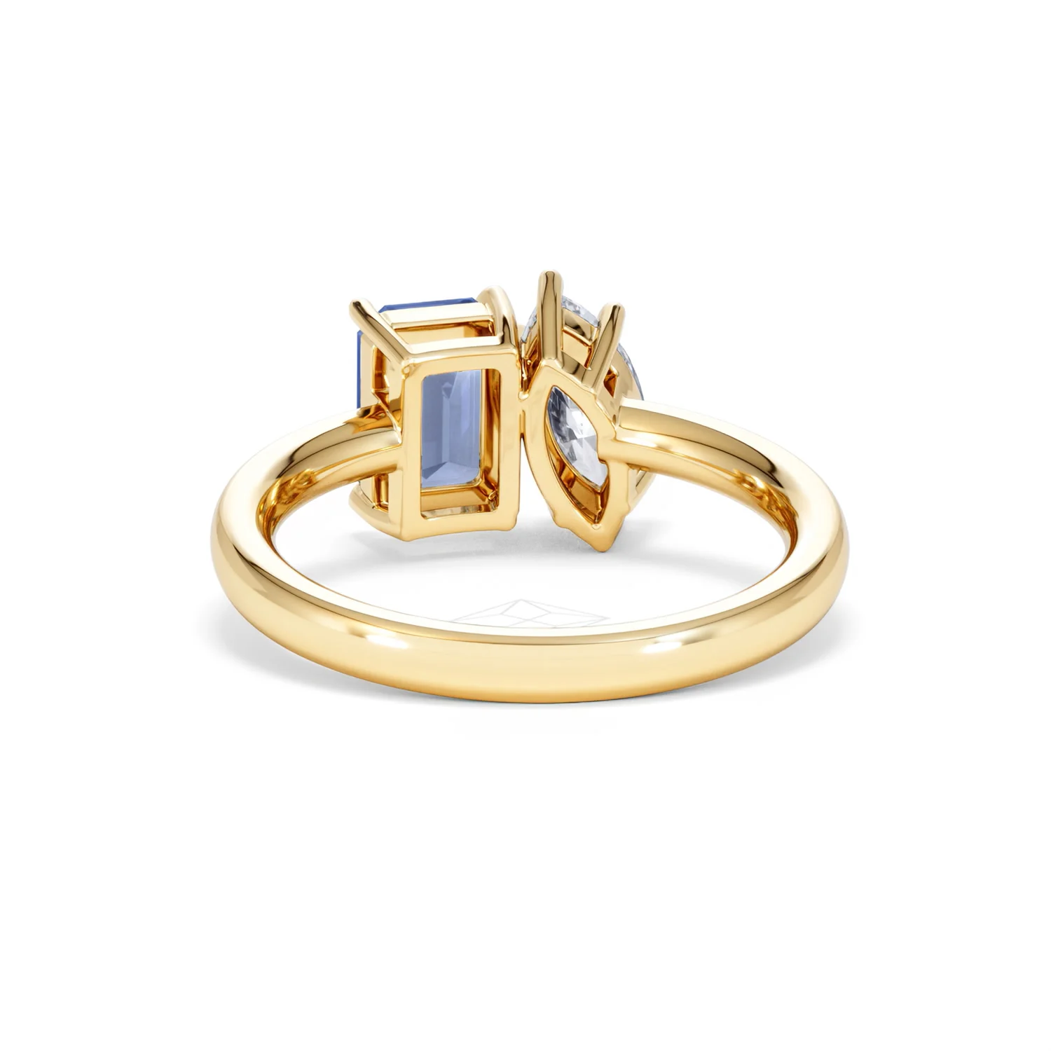 Toi Et Moi 1.50ct Marquise Lab Diamond and 3.30ct Emerald Cut Lab Sapphire Engagement Ring in 18K Yellow Gold - Image 50