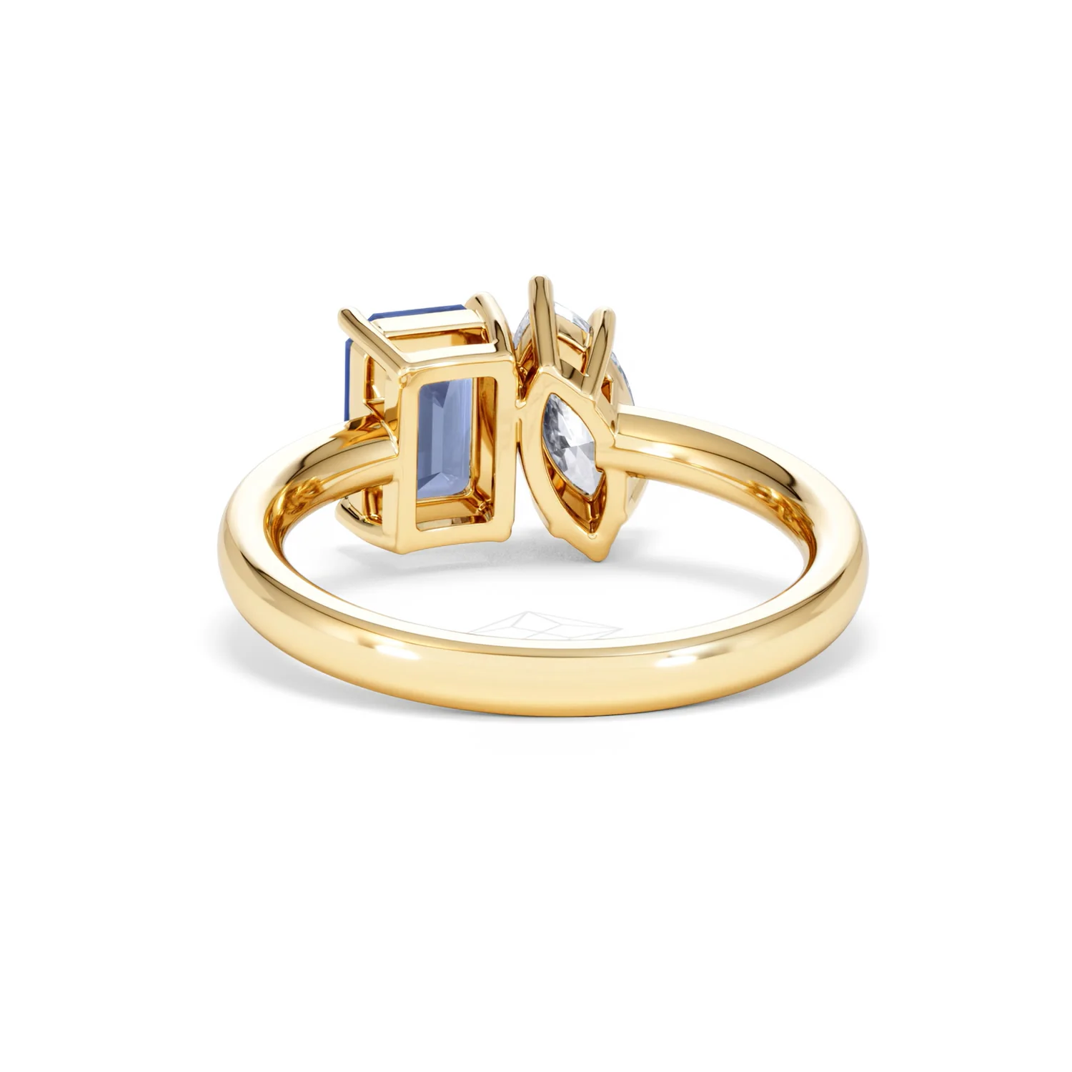 Toi Et Moi 1.50ct Marquise Lab Diamond and 3.30ct Emerald Cut Lab Sapphire Engagement Ring in 18K Yellow Gold - Image 51