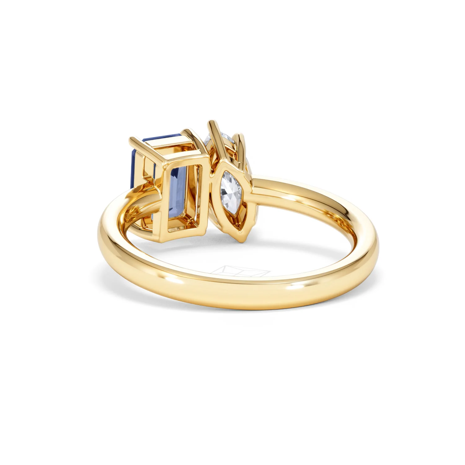 Toi Et Moi 1.50ct Marquise Lab Diamond and 3.30ct Emerald Cut Lab Sapphire Engagement Ring in 18K Yellow Gold - Image 53
