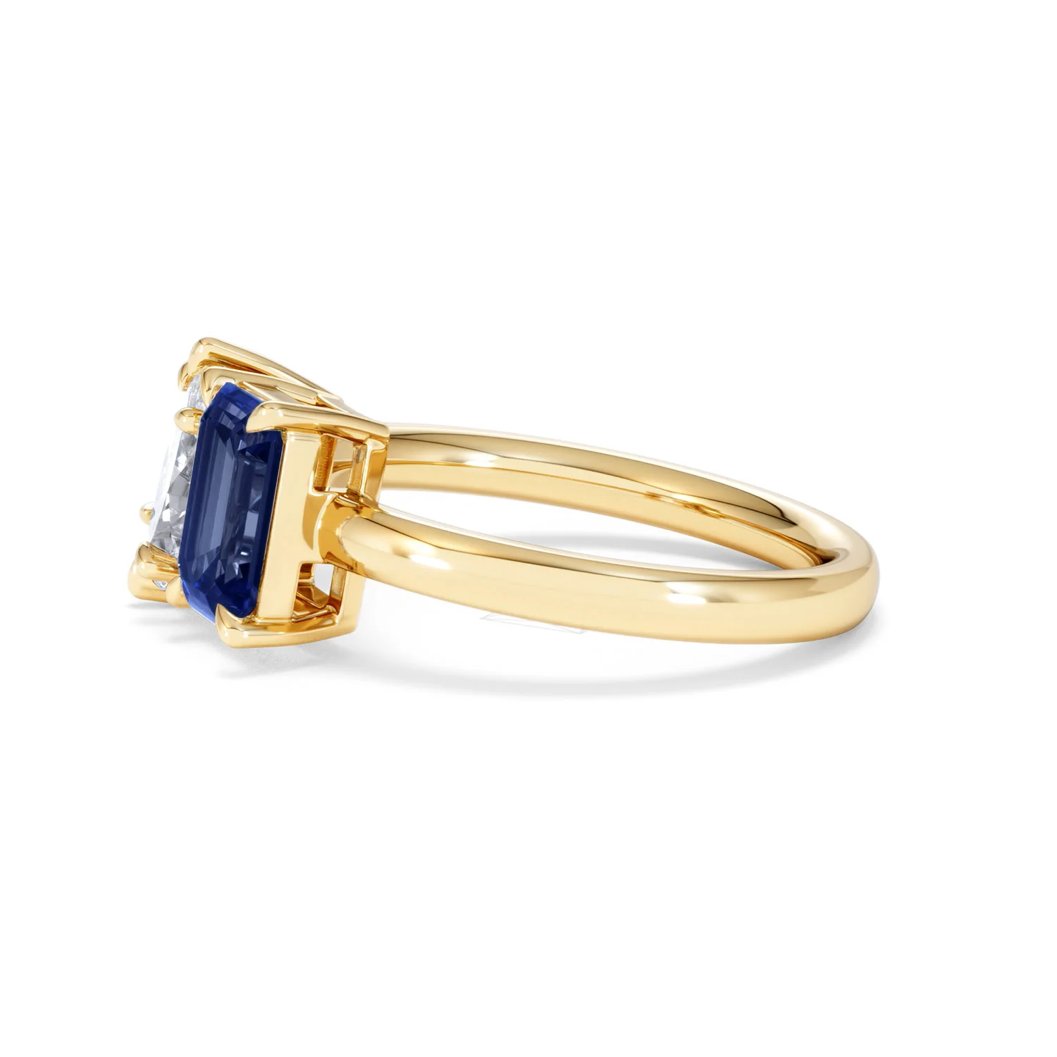 Toi Et Moi 1.50ct Marquise Lab Diamond and 3.30ct Emerald Cut Lab Sapphire Engagement Ring in 18K Yellow Gold - Image 72