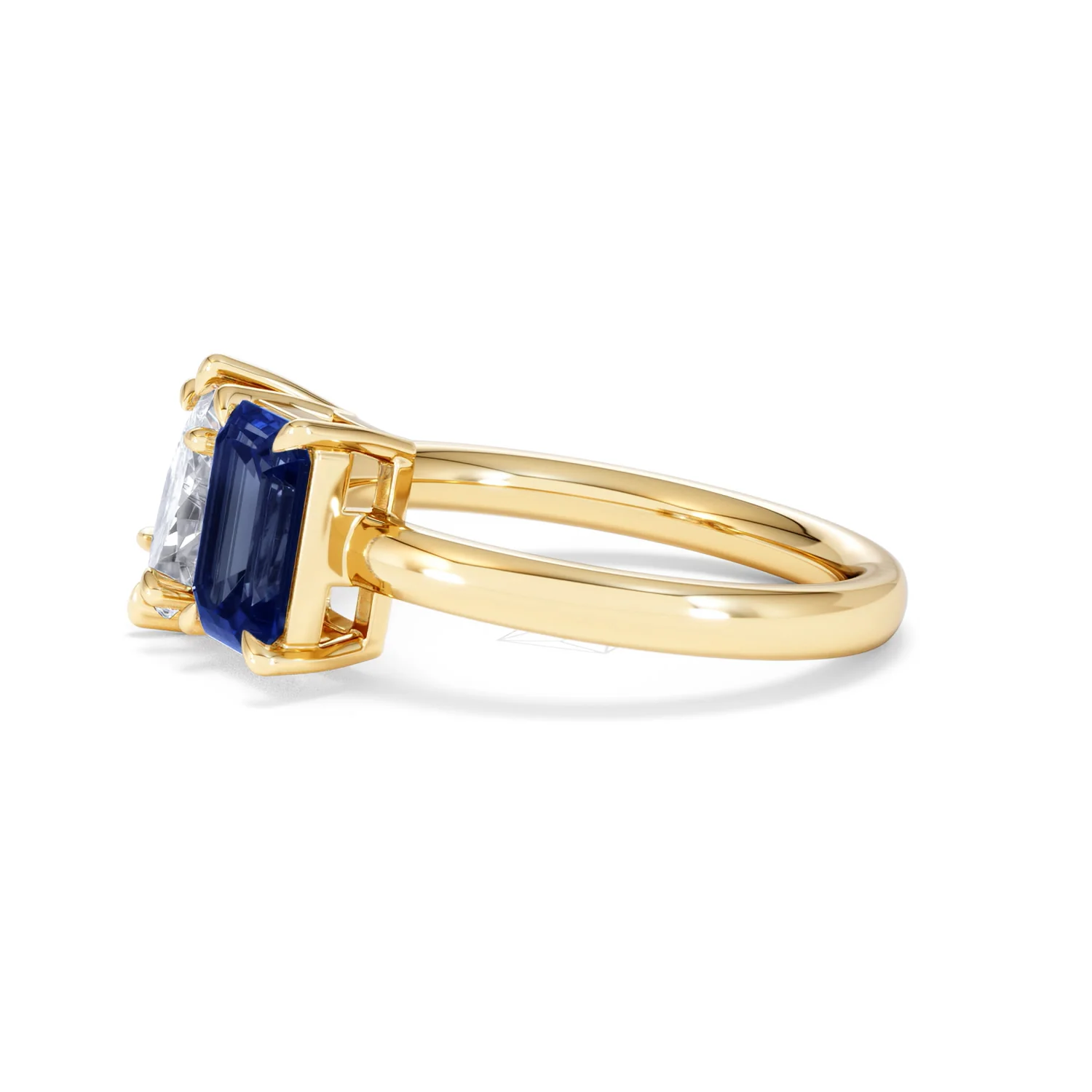 Toi Et Moi 1.50ct Marquise Lab Diamond and 3.30ct Emerald Cut Lab Sapphire Engagement Ring in 18K Yellow Gold - Image 73