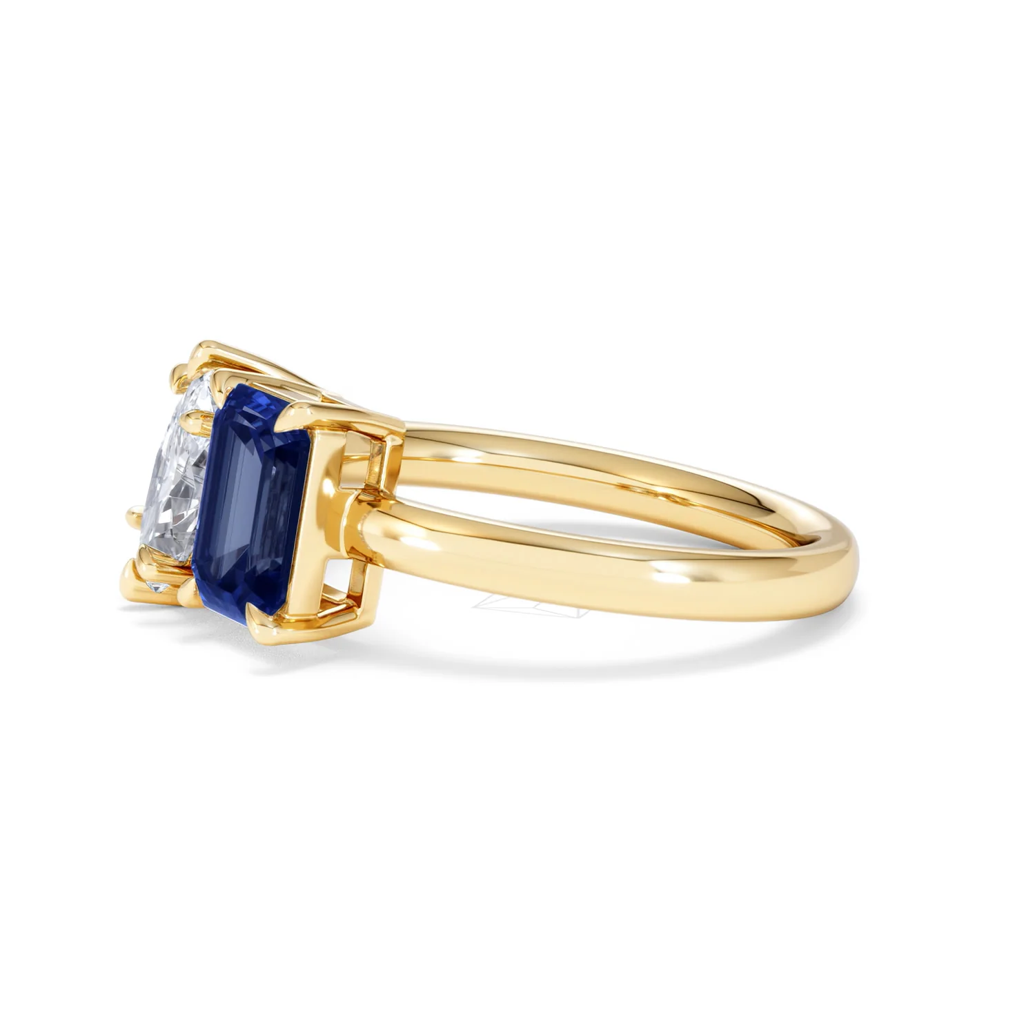 Toi Et Moi 1.50ct Marquise Lab Diamond and 3.30ct Emerald Cut Lab Sapphire Engagement Ring in 18K Yellow Gold - Image 74