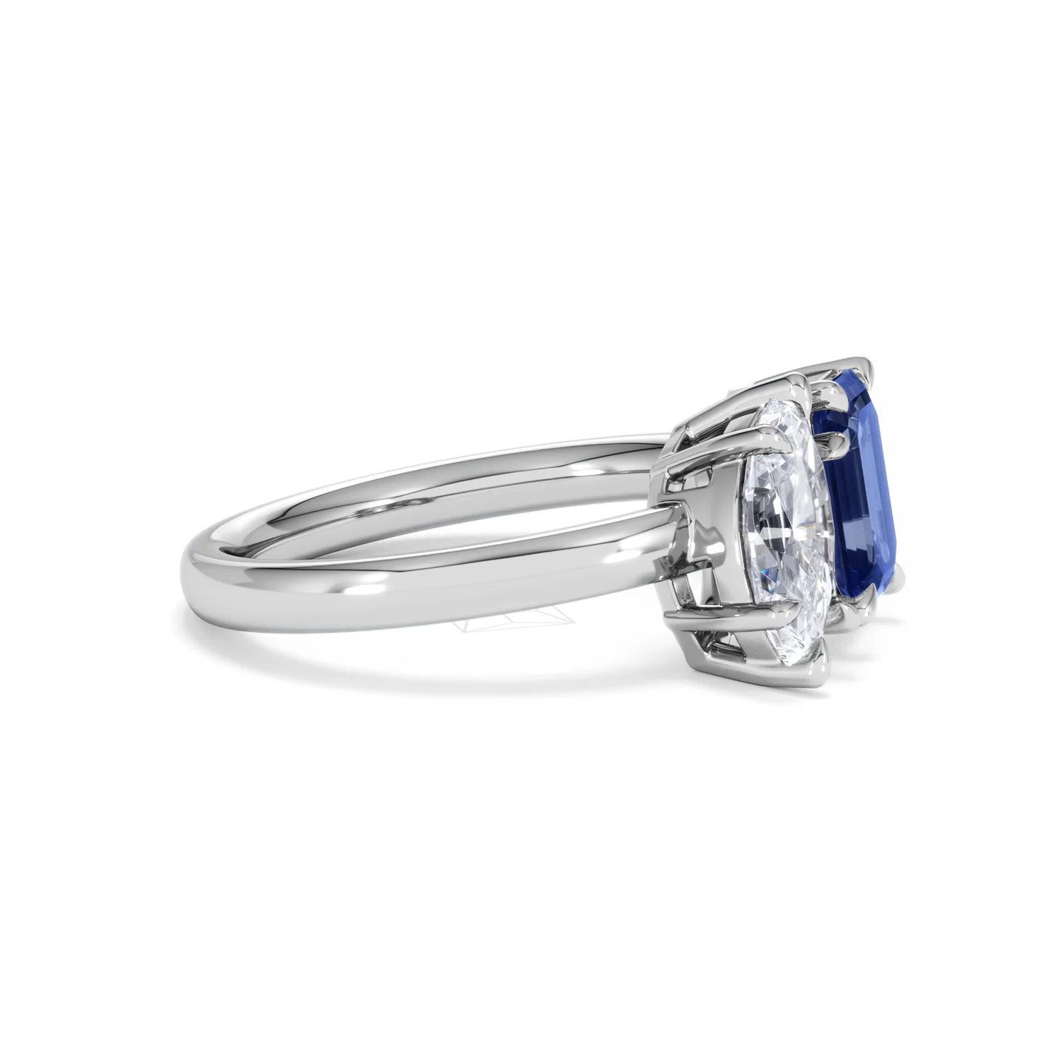 Toi Et Moi 1.50ct Marquise Lab Diamond and 3.30ct Emerald Cut Lab Sapphire Engagement Ring in Platinum - Image 23