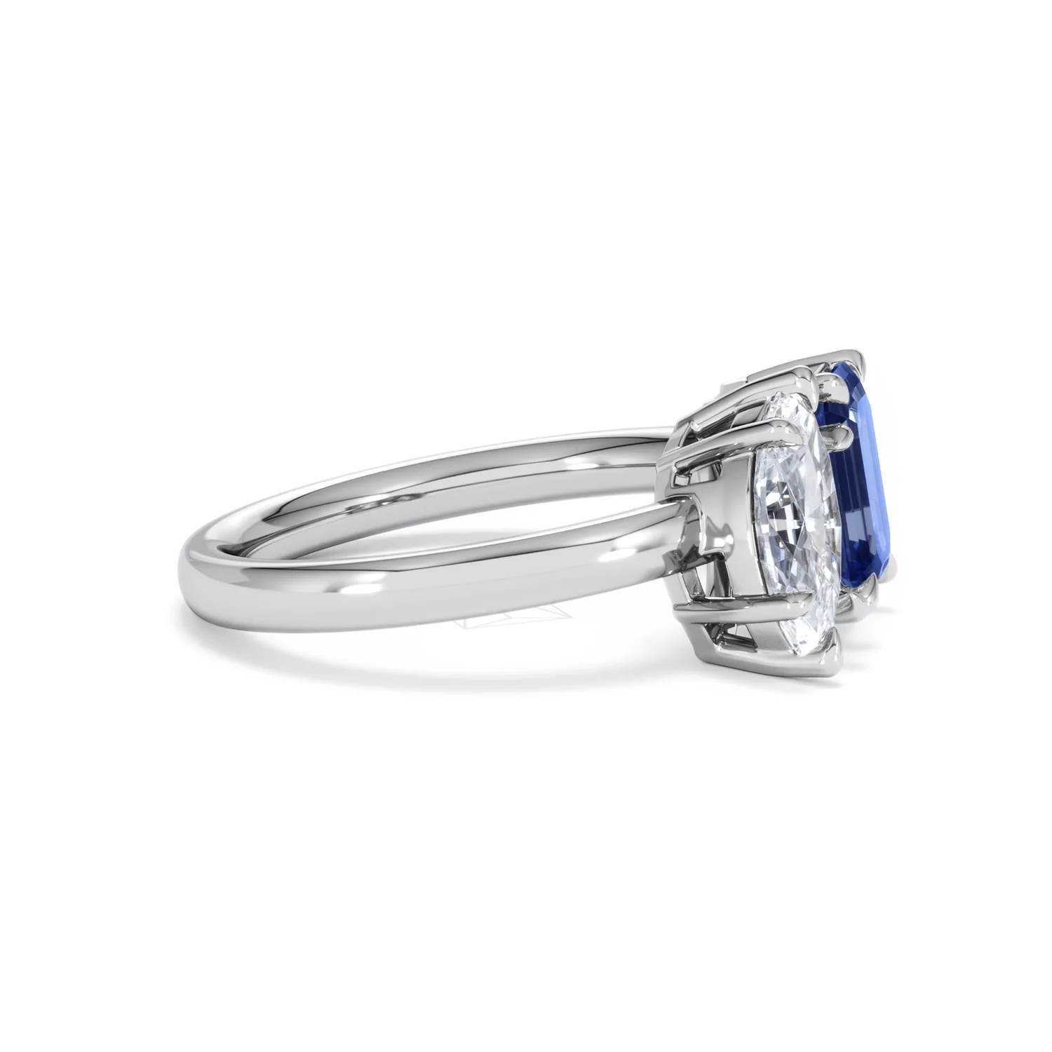 Toi Et Moi 1.50ct Marquise Lab Diamond and 3.30ct Emerald Cut Lab Sapphire Engagement Ring in Platinum - Image 24