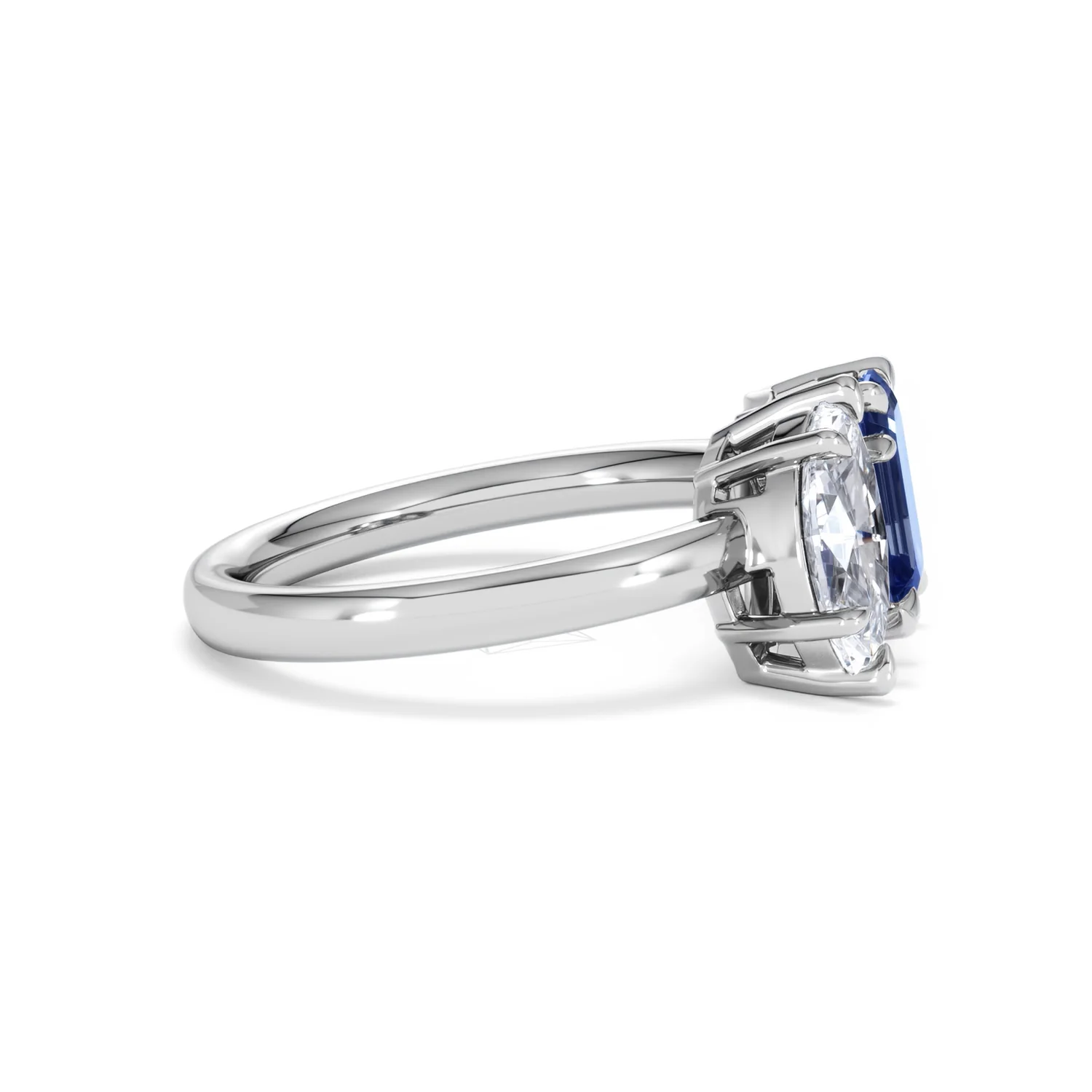 Toi Et Moi 1.50ct Marquise Lab Diamond and 3.30ct Emerald Cut Lab Sapphire Engagement Ring in Platinum - Image 25