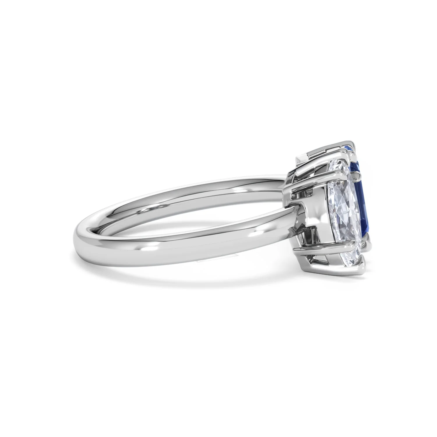 Toi Et Moi 1.50ct Marquise Lab Diamond and 3.30ct Emerald Cut Lab Sapphire Engagement Ring in Platinum - Image 26