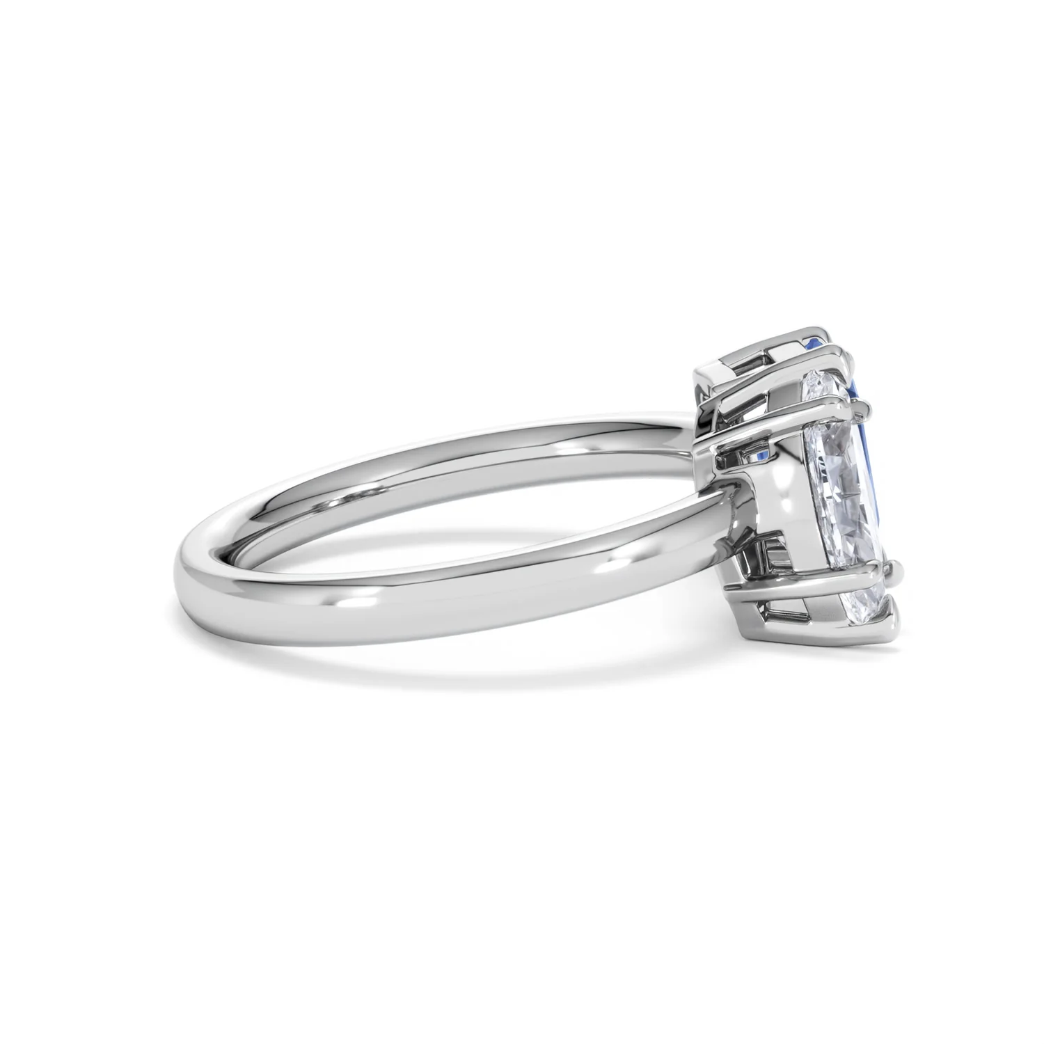 Toi Et Moi 1.50ct Marquise Lab Diamond and 3.30ct Emerald Cut Lab Sapphire Engagement Ring in Platinum - Image 28