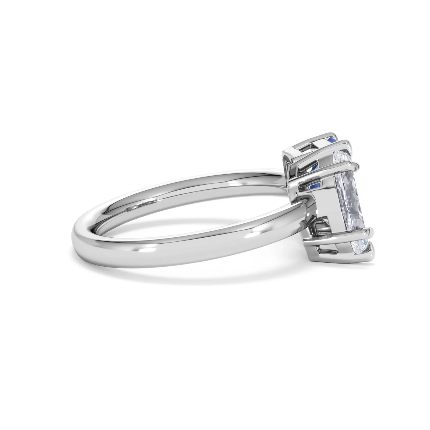 Toi Et Moi 1.50ct Marquise Lab Diamond and 3.30ct Emerald Cut Lab Sapphire Engagement Ring in Platinum - Image 29