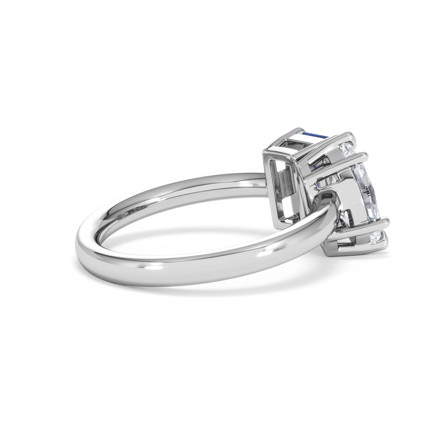Toi Et Moi 1.50ct Marquise Lab Diamond and 3.30ct Emerald Cut Lab Sapphire Engagement Ring in Platinum - Image 35