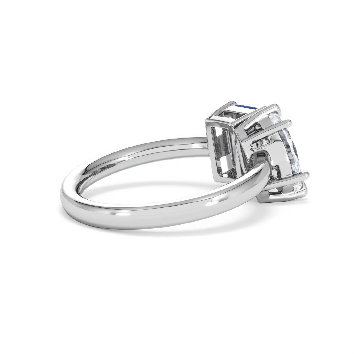 Toi Et Moi 1.50ct Marquise Lab Diamond and 3.30ct Emerald Cut Lab Sapphire Engagement Ring in Platinum - Image 36