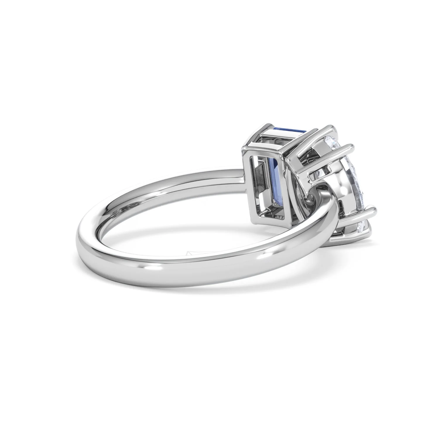 Toi Et Moi 1.50ct Marquise Lab Diamond and 3.30ct Emerald Cut Lab Sapphire Engagement Ring in Platinum - Image 38