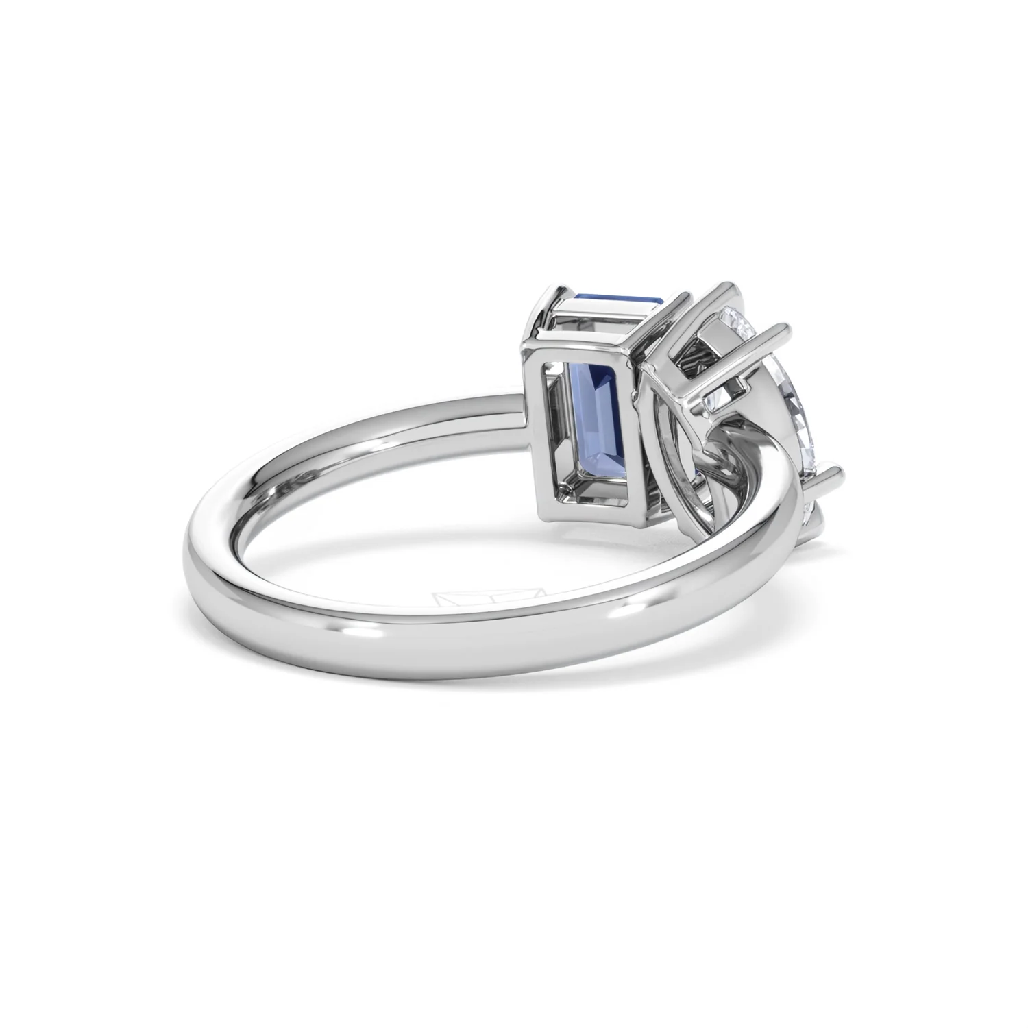 Toi Et Moi 1.50ct Marquise Lab Diamond and 3.30ct Emerald Cut Lab Sapphire Engagement Ring in Platinum - Image 41