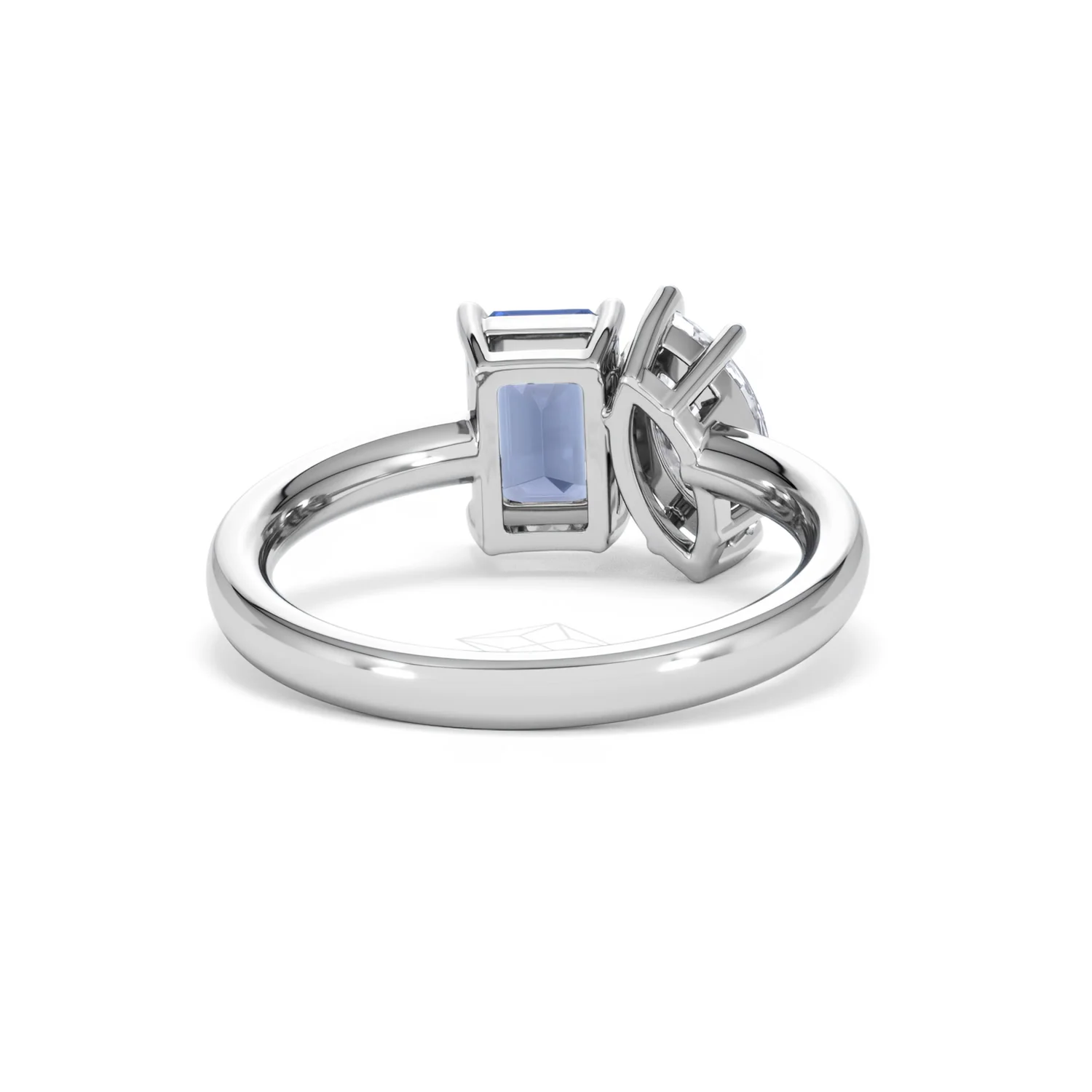 Toi Et Moi 1.50ct Marquise Lab Diamond and 3.30ct Emerald Cut Lab Sapphire Engagement Ring in Platinum - Image 46