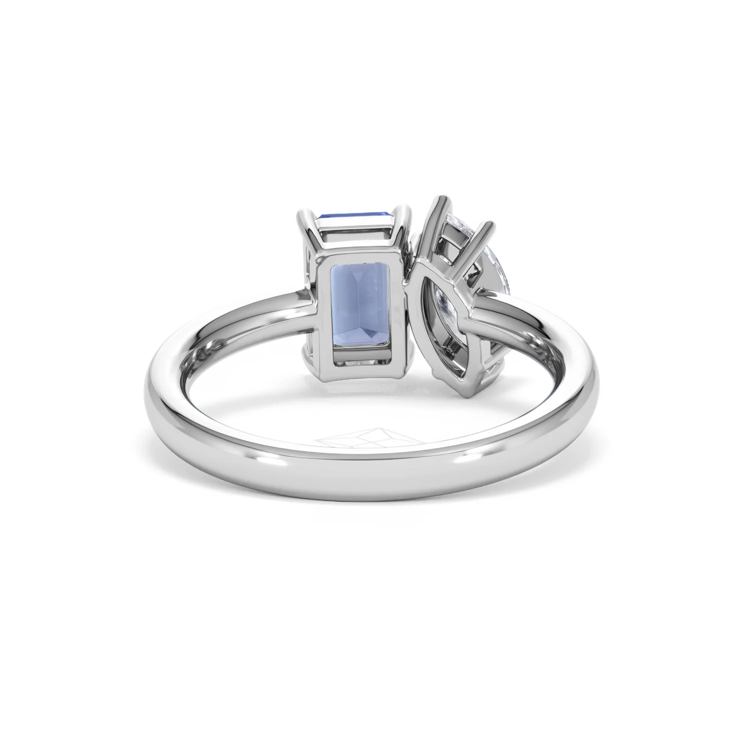 Toi Et Moi 1.50ct Marquise Lab Diamond and 3.30ct Emerald Cut Lab Sapphire Engagement Ring in Platinum - Image 47