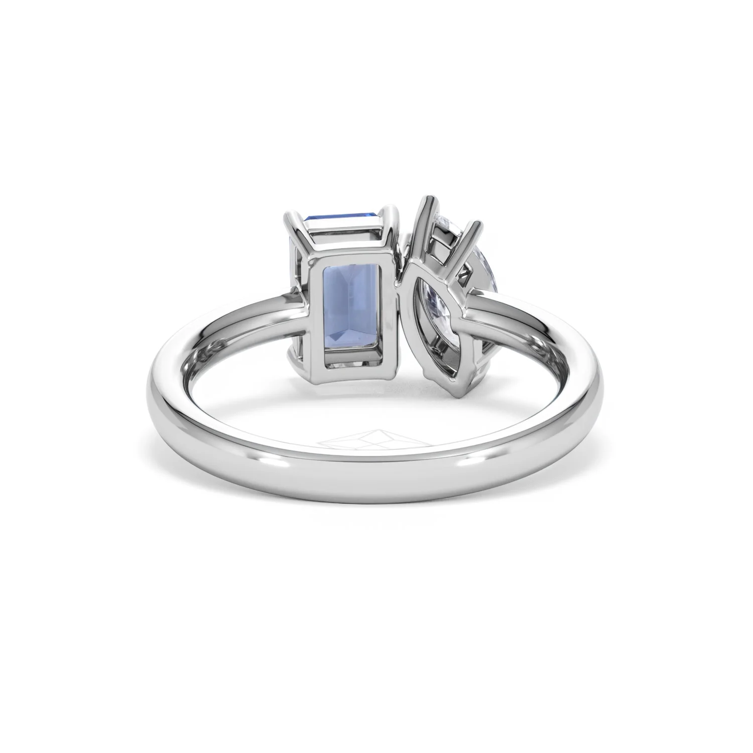 Toi Et Moi 1.50ct Marquise Lab Diamond and 3.30ct Emerald Cut Lab Sapphire Engagement Ring in Platinum - Image 48