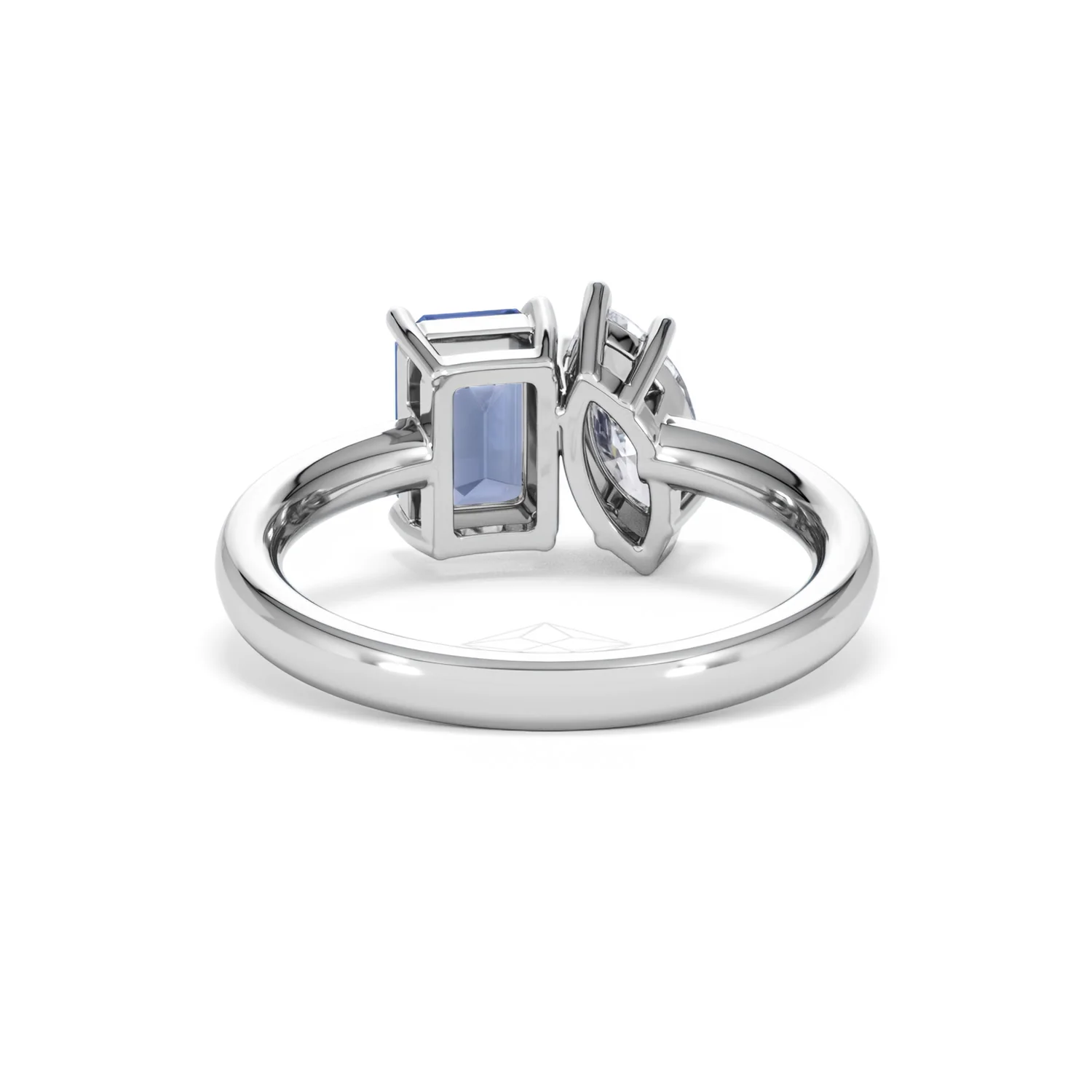 Toi Et Moi 1.50ct Marquise Lab Diamond and 3.30ct Emerald Cut Lab Sapphire Engagement Ring in Platinum - Image 49