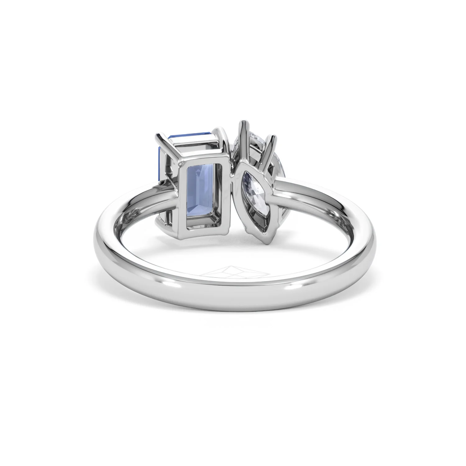 Toi Et Moi 1.50ct Marquise Lab Diamond and 3.30ct Emerald Cut Lab Sapphire Engagement Ring in Platinum - Image 50