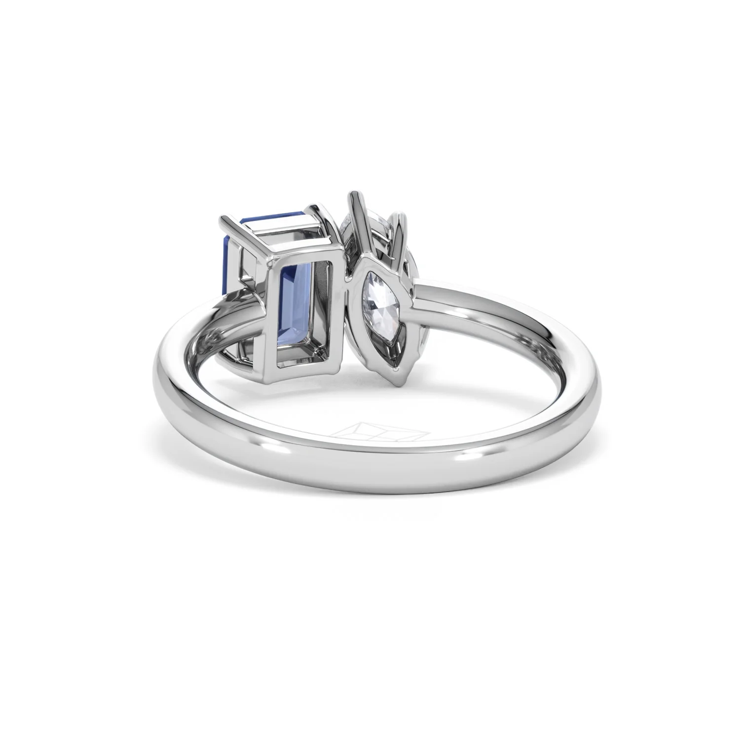 Toi Et Moi 1.50ct Marquise Lab Diamond and 3.30ct Emerald Cut Lab Sapphire Engagement Ring in Platinum - Image 52