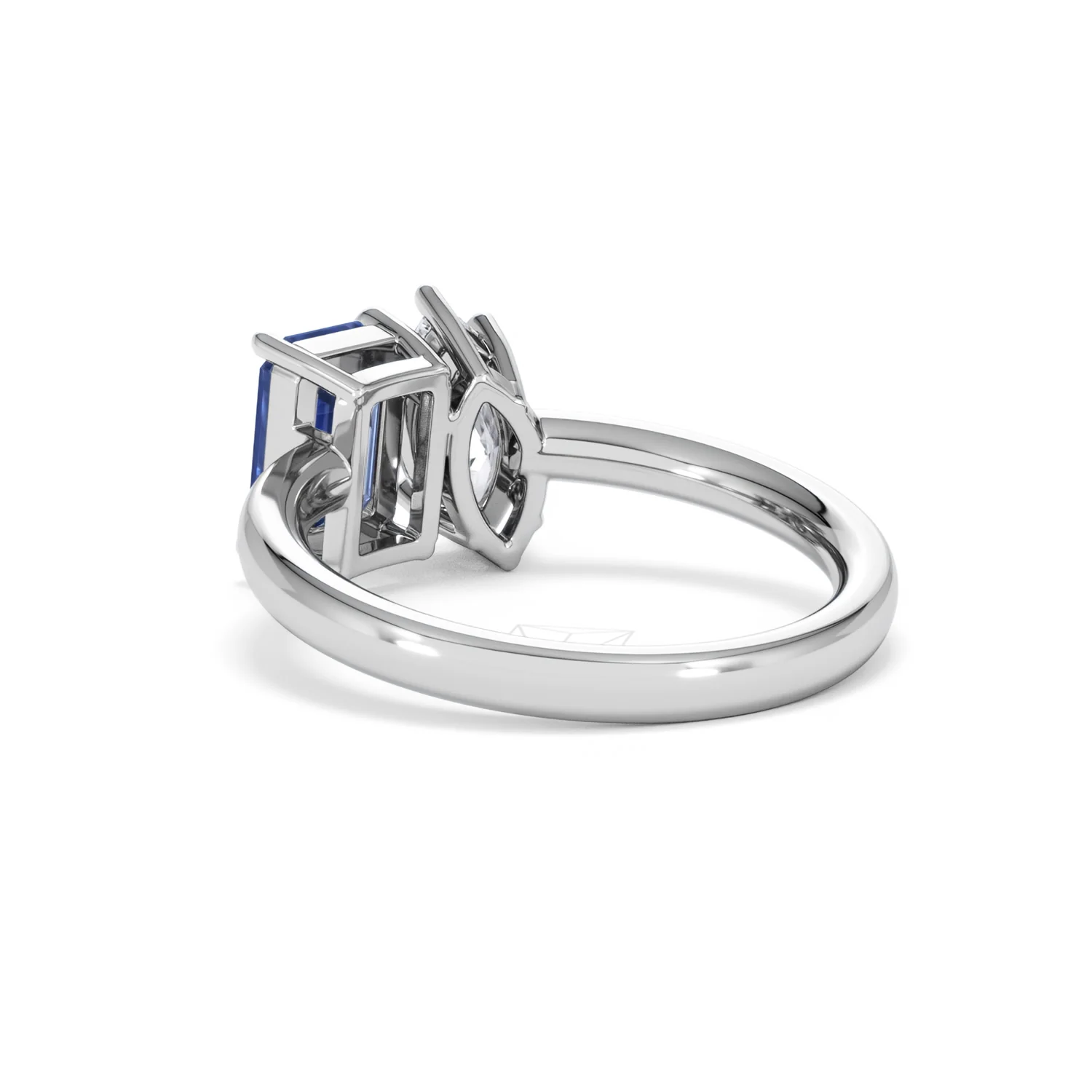 Toi Et Moi 1.50ct Marquise Lab Diamond and 3.30ct Emerald Cut Lab Sapphire Engagement Ring in Platinum - Image 56