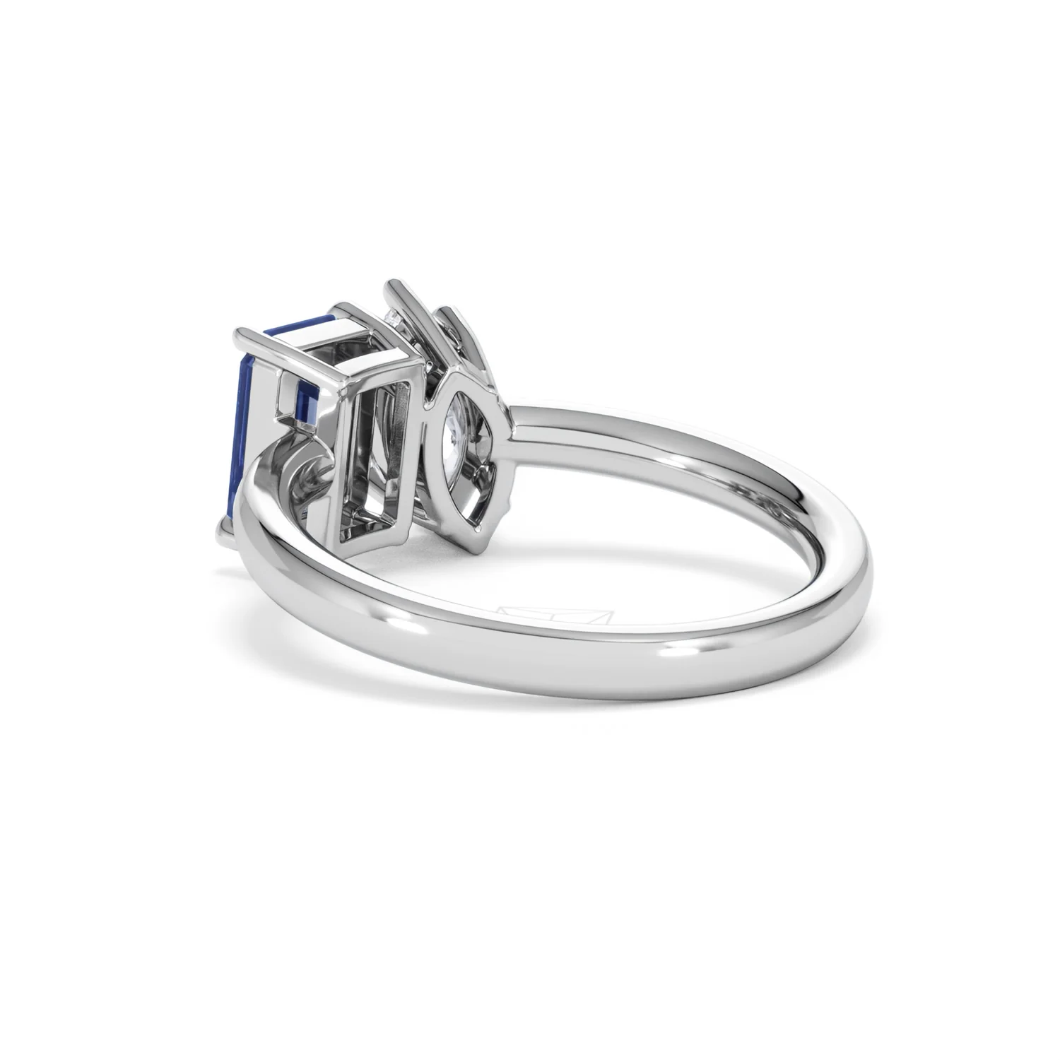Toi Et Moi 1.50ct Marquise Lab Diamond and 3.30ct Emerald Cut Lab Sapphire Engagement Ring in Platinum - Image 57