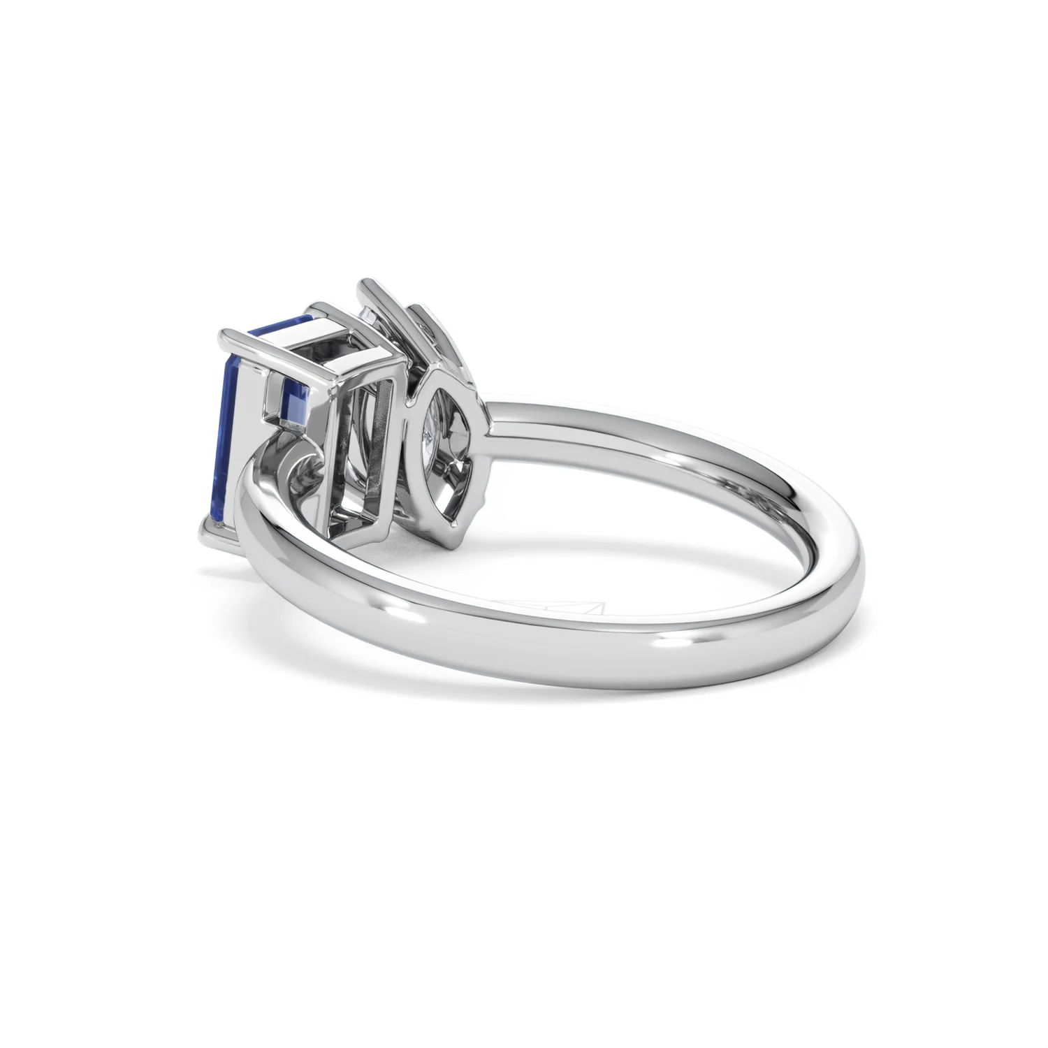 Toi Et Moi 1.50ct Marquise Lab Diamond and 3.30ct Emerald Cut Lab Sapphire Engagement Ring in Platinum - Image 58