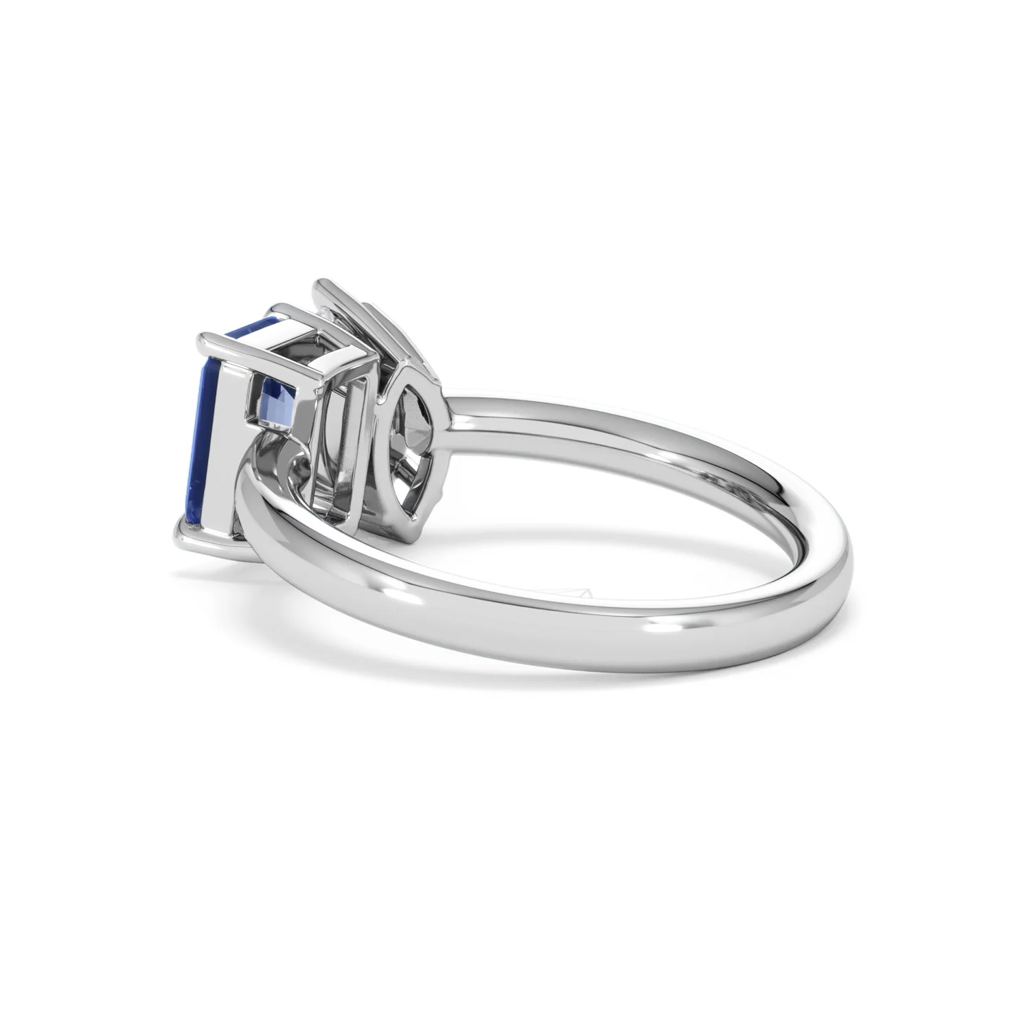 Toi Et Moi 1.50ct Marquise Lab Diamond and 3.30ct Emerald Cut Lab Sapphire Engagement Ring in Platinum - Image 60