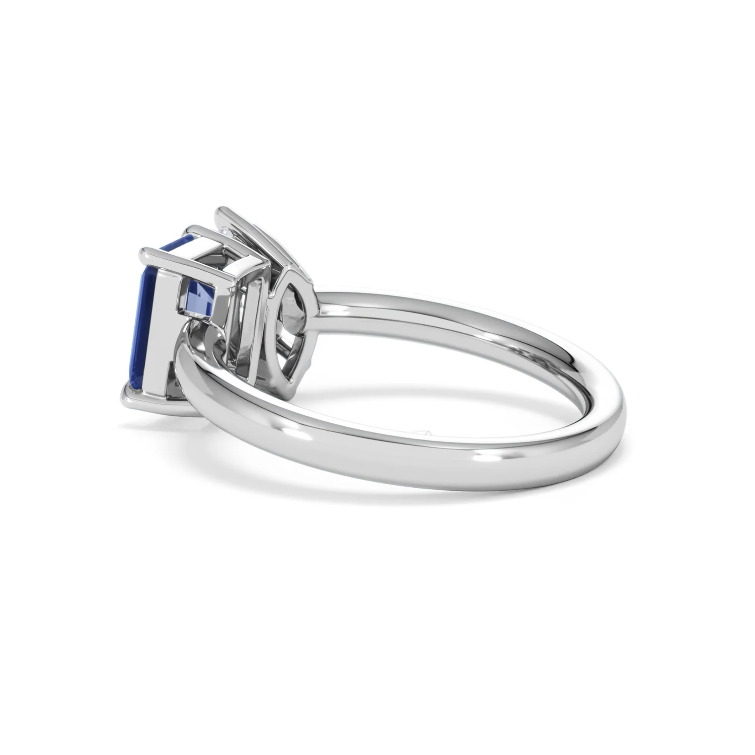 Toi Et Moi 1.50ct Marquise Lab Diamond and 3.30ct Emerald Cut Lab Sapphire Engagement Ring in Platinum - Image 61