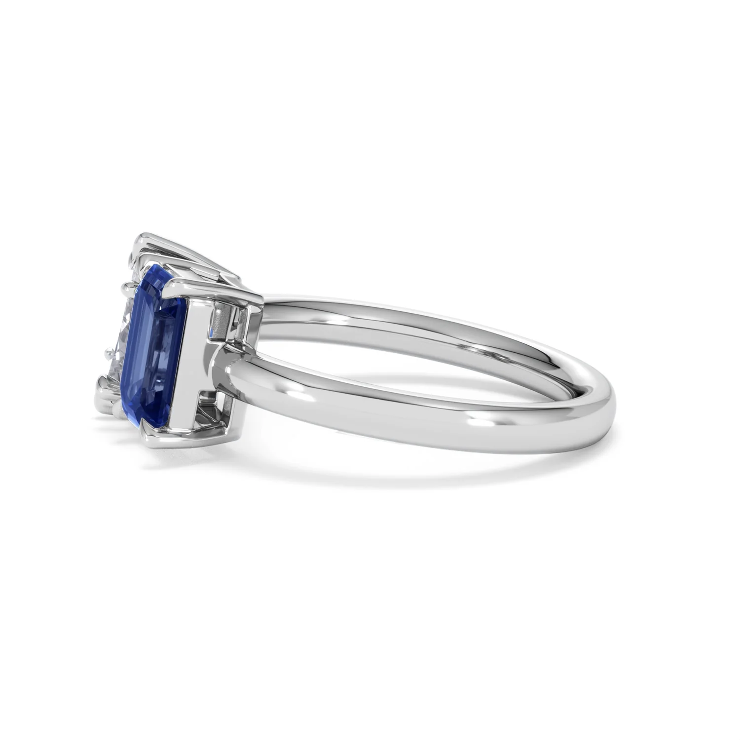 Toi Et Moi 1.50ct Marquise Lab Diamond and 3.30ct Emerald Cut Lab Sapphire Engagement Ring in Platinum - Image 71