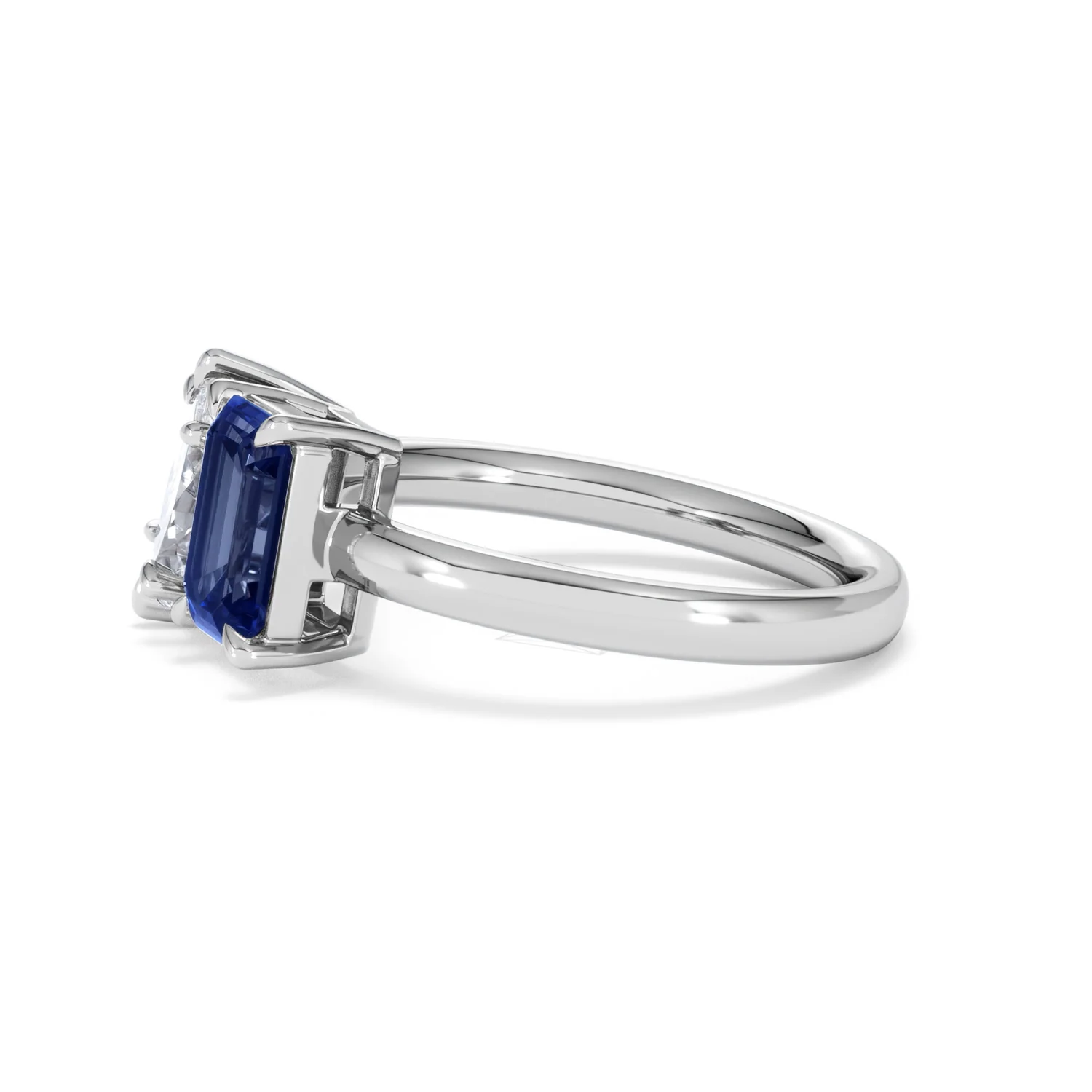 Toi Et Moi 1.50ct Marquise Lab Diamond and 3.30ct Emerald Cut Lab Sapphire Engagement Ring in Platinum - Image 72