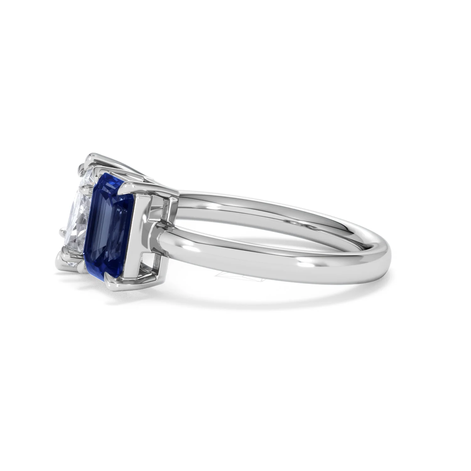 Toi Et Moi 1.50ct Marquise Lab Diamond and 3.30ct Emerald Cut Lab Sapphire Engagement Ring in Platinum - Image 73