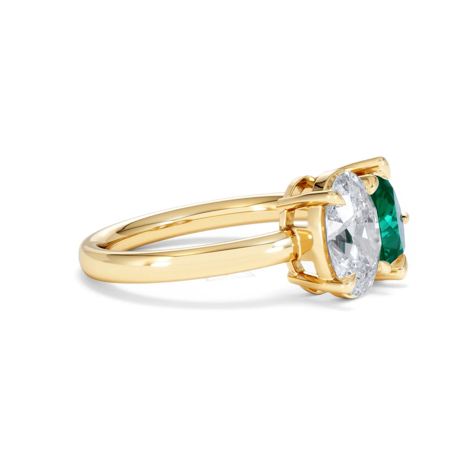 Toi Et Moi 1.50ct Oval Lab Diamond and 2.00ct Pear Lab Emerald Engagement Ring in 18K Yellow Gold - Image 23